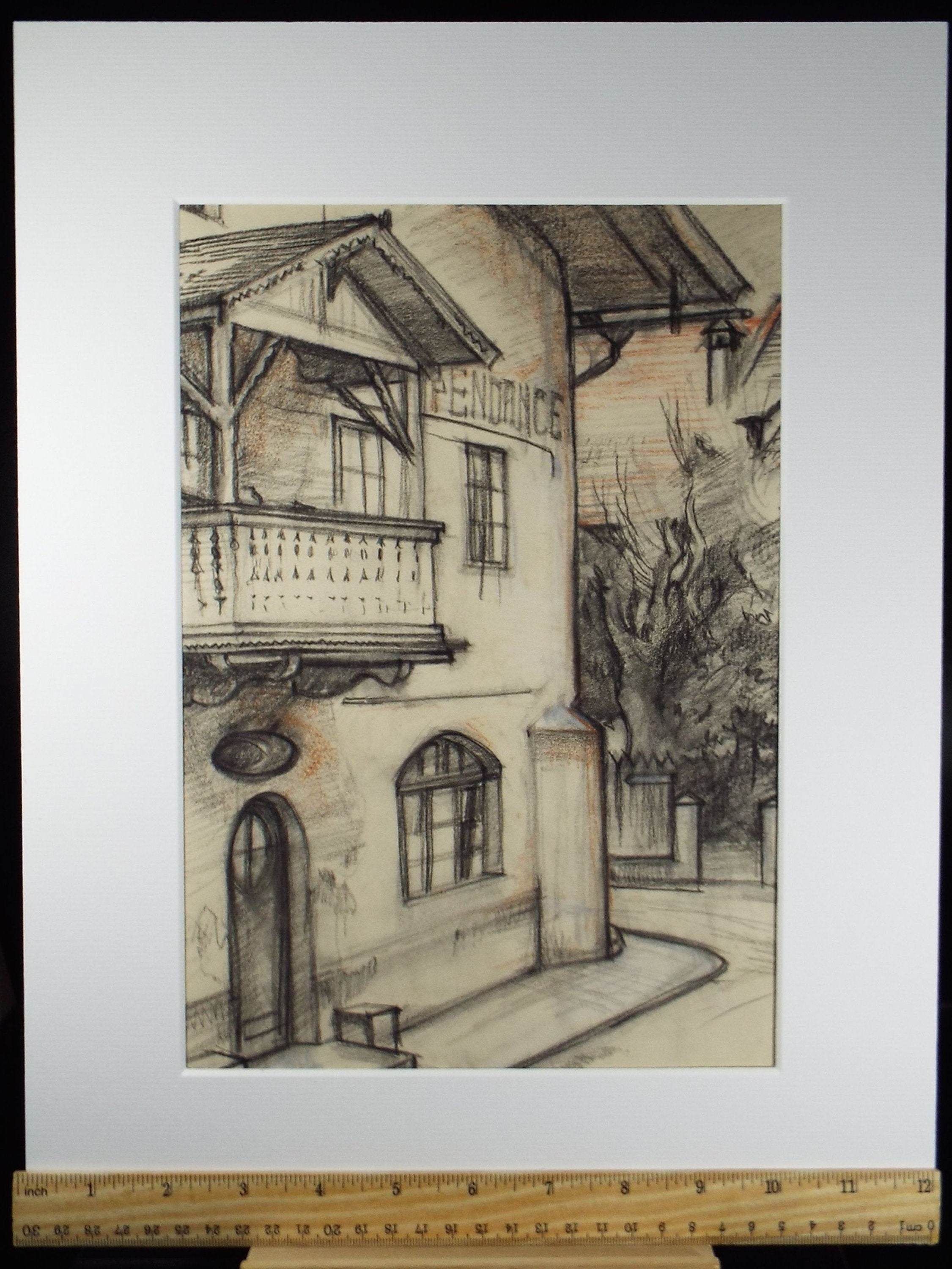 Original Pencil Drawing, 'Austria', Dated 1956, Douglas Pittuck (1911-1993)