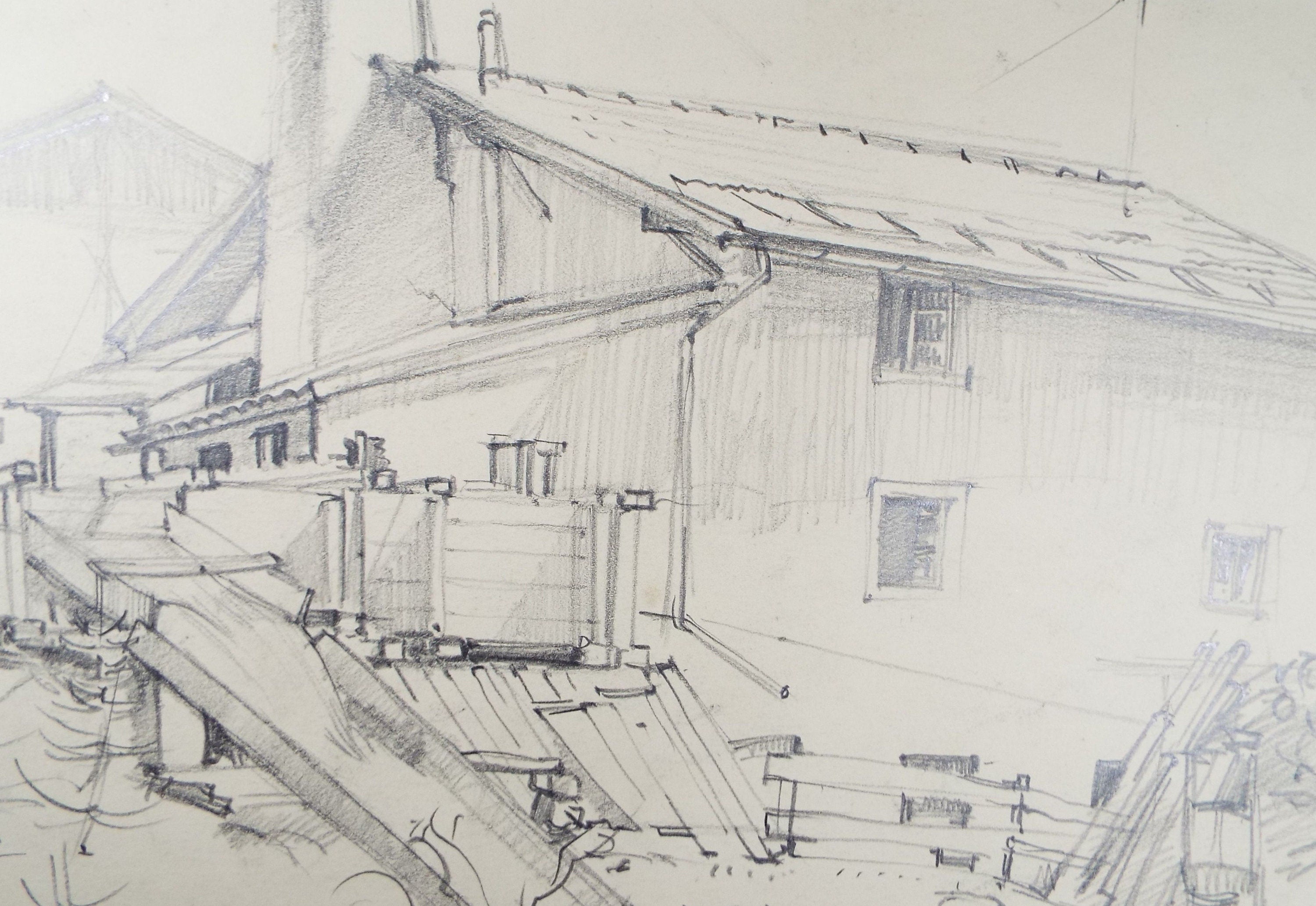 Original Pencil Drawing, 'Austria', Dated 1956, Douglas Pittuck (1911-1993)