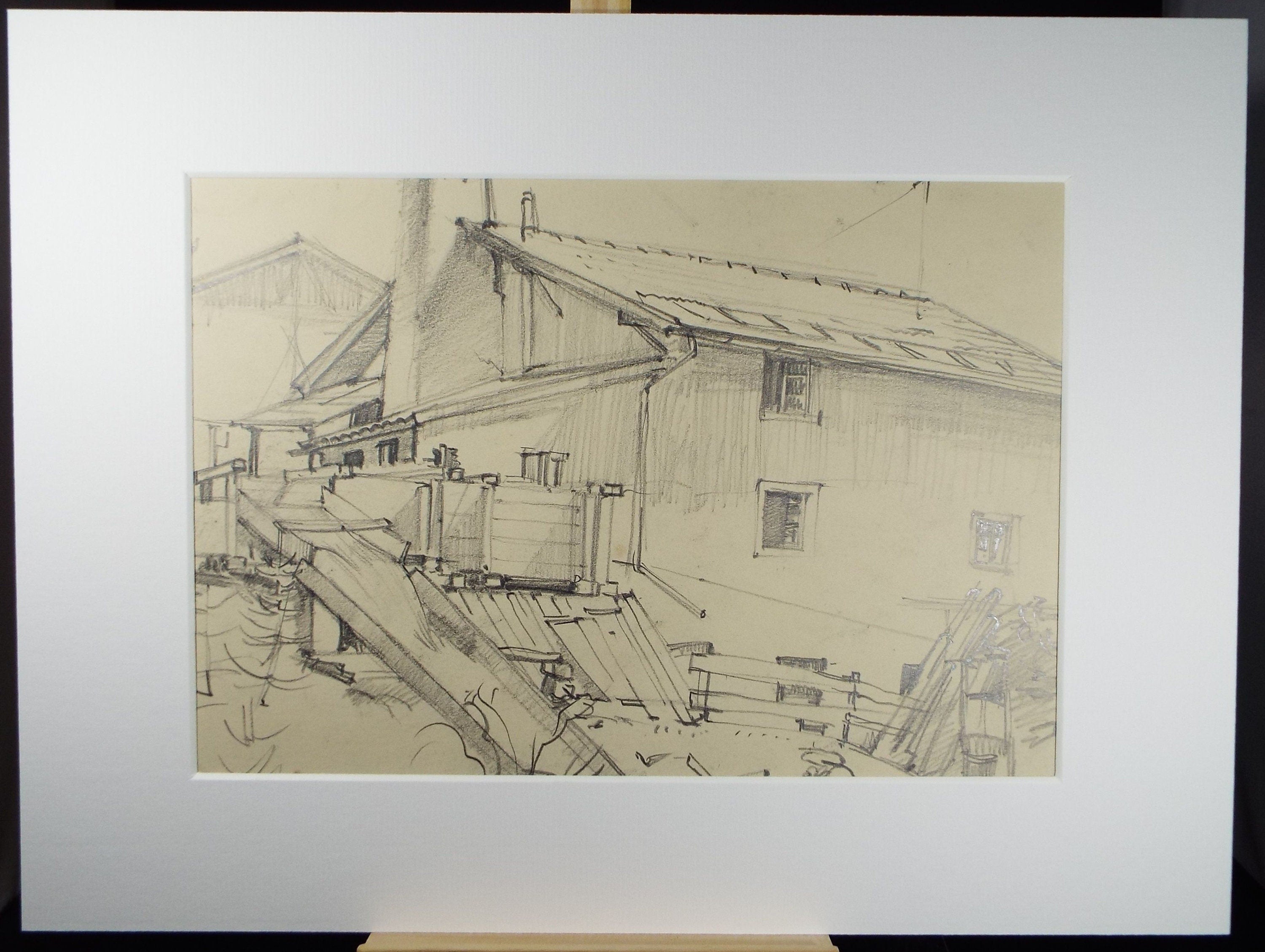 Original Pencil Drawing, 'Austria', Dated 1956, Douglas Pittuck (1911-1993)