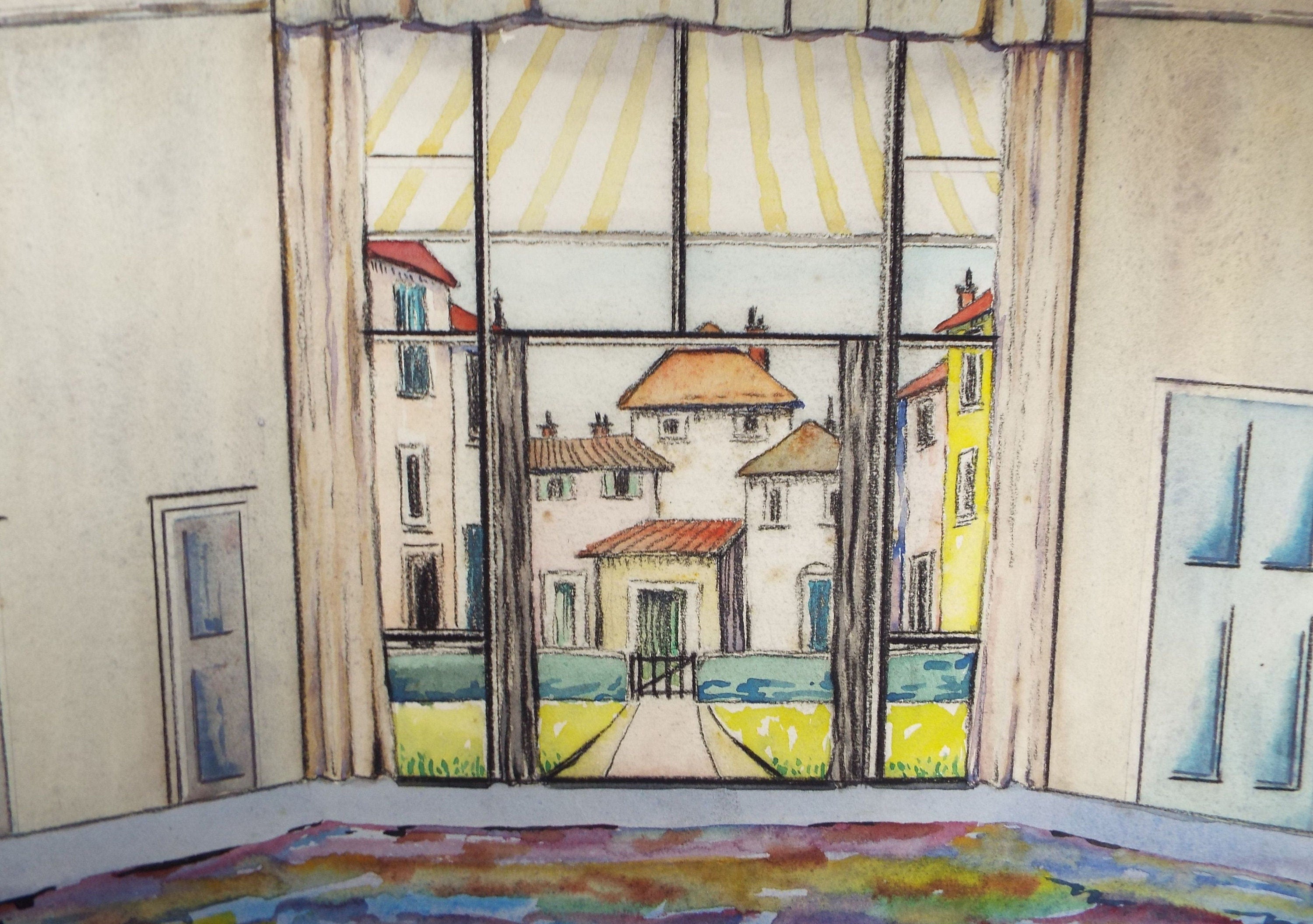 Original Charcoal & Watercolour, 'Through a window', Circa 1930's , Frank Harold Read FRPS (1881-1960)