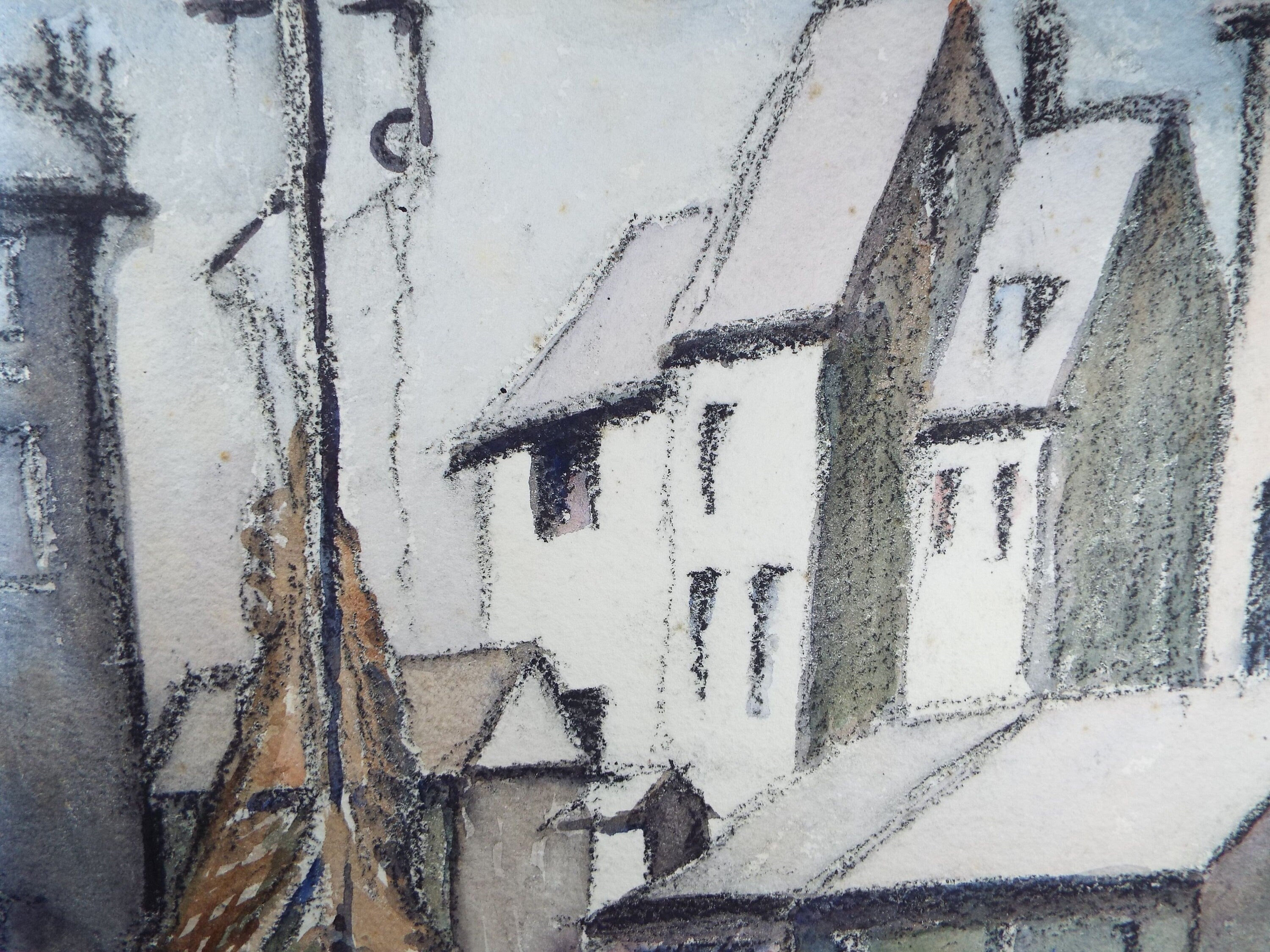 Original Charcoal & Watercolour, 'Street Scene', Circa 1930's , Frank Harold Read FRPS (1881-1960)