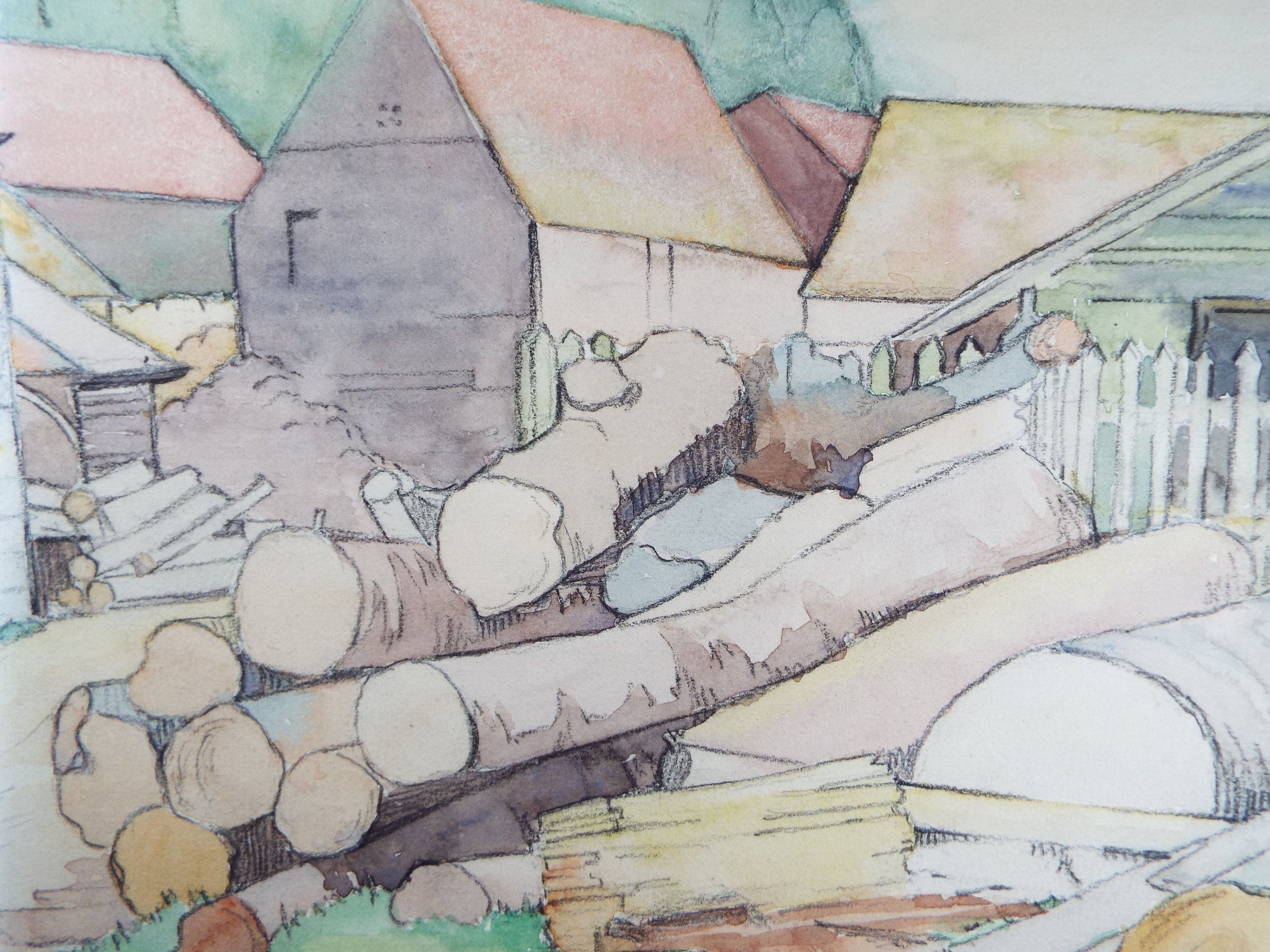 Original Charcoal & Watercolour, 'The Saw Mill', Circa 1930's , Frank Harold Read FRPS (1881-1960)