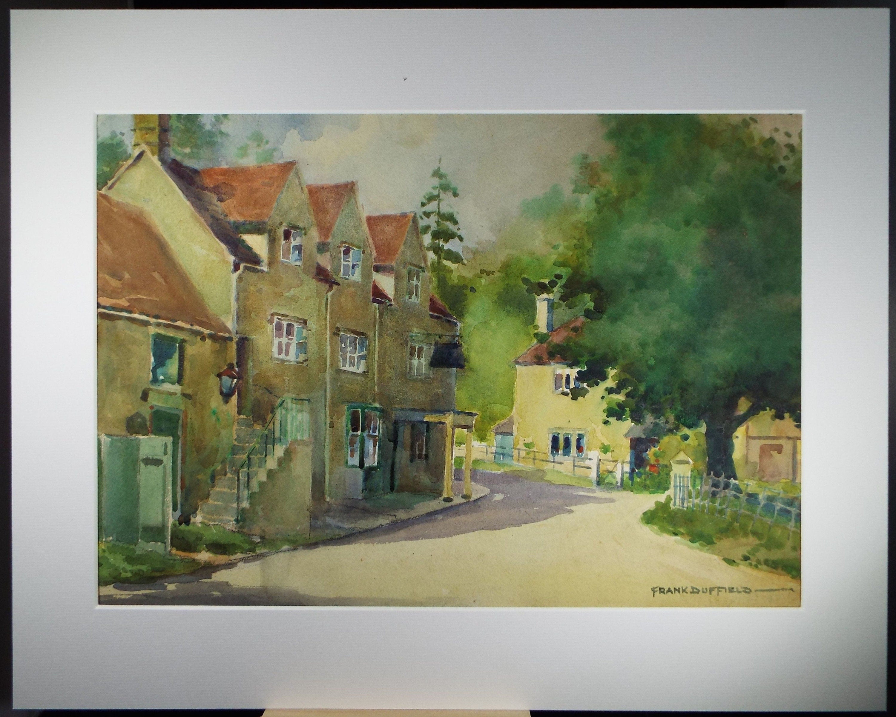 Original Watercolour & Gouache, 'Village Scene', c1960's, Frank Duffield (1901-1982)