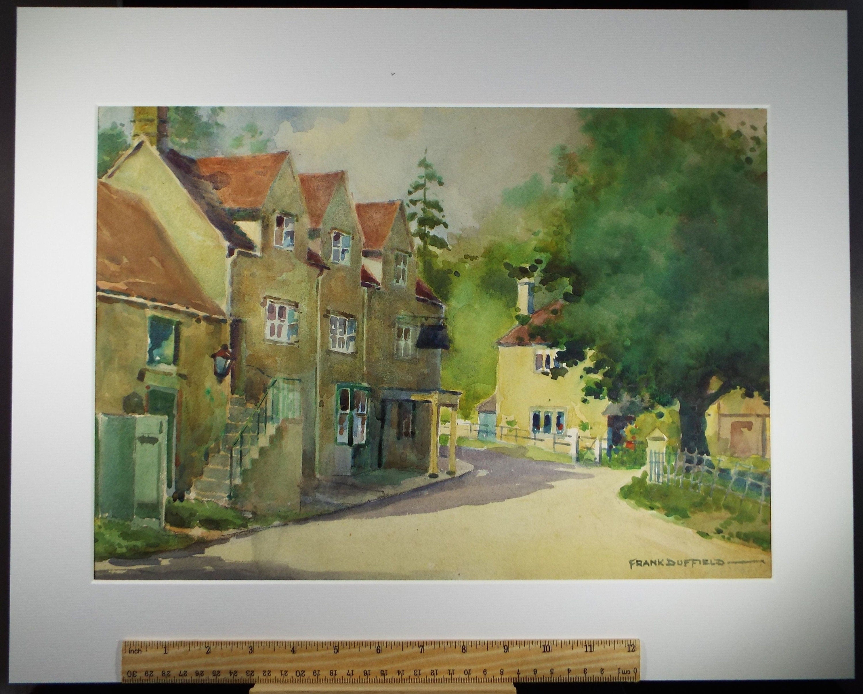 Original Watercolour & Gouache, 'Village Scene', c1960's, Frank Duffield (1901-1982)