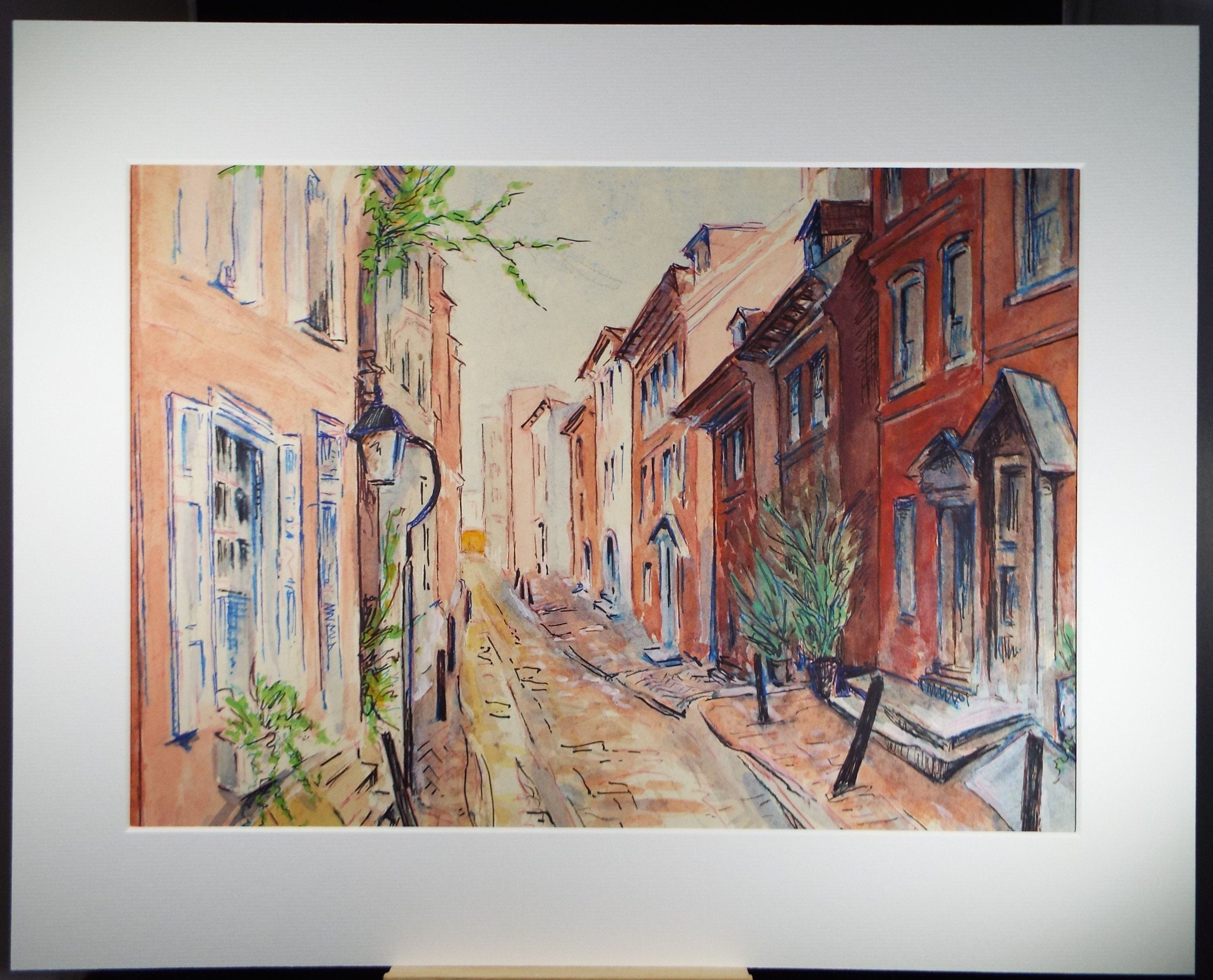 Original Watercolour & Gouache, 'Continental Street Scene',c1950's, Ivy T. Attwell (20th Century, British)