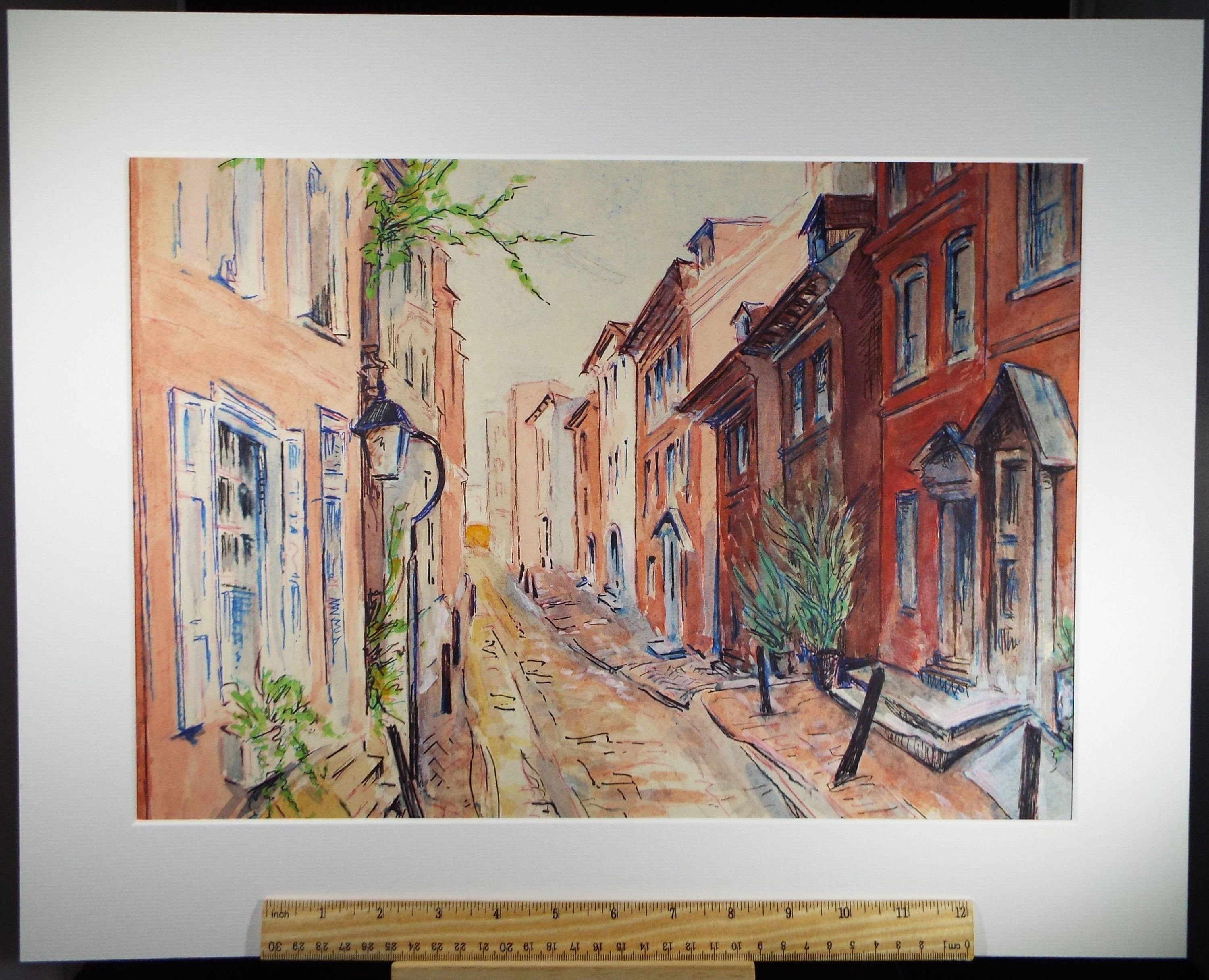 Original Watercolour & Gouache, 'Continental Street Scene',c1950's, Ivy T. Attwell (20th Century, British)