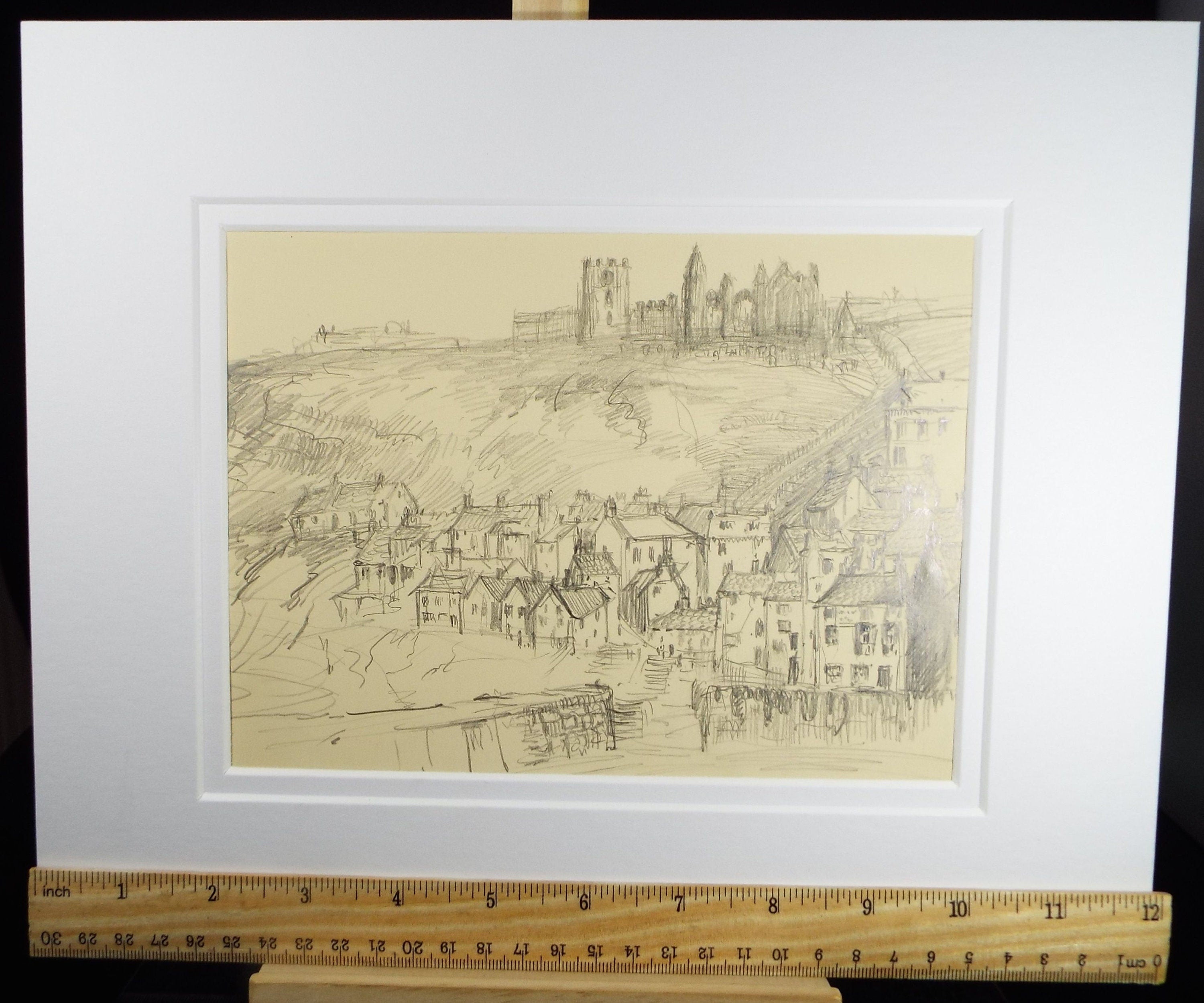 Original Pencil Drawing, 'Whitby', Dated 1926, Nan C. Livingstone (1876-1952)