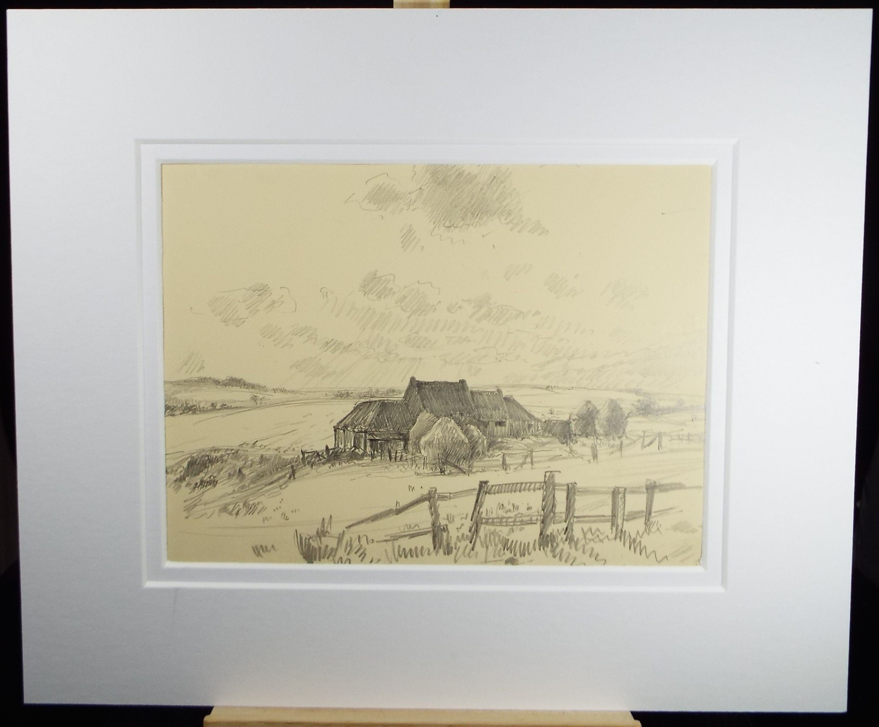 Original Pencil Drawing, 'Coldinham Moor', Circa 1920's, Nan C. Livingstone (1876-1952)