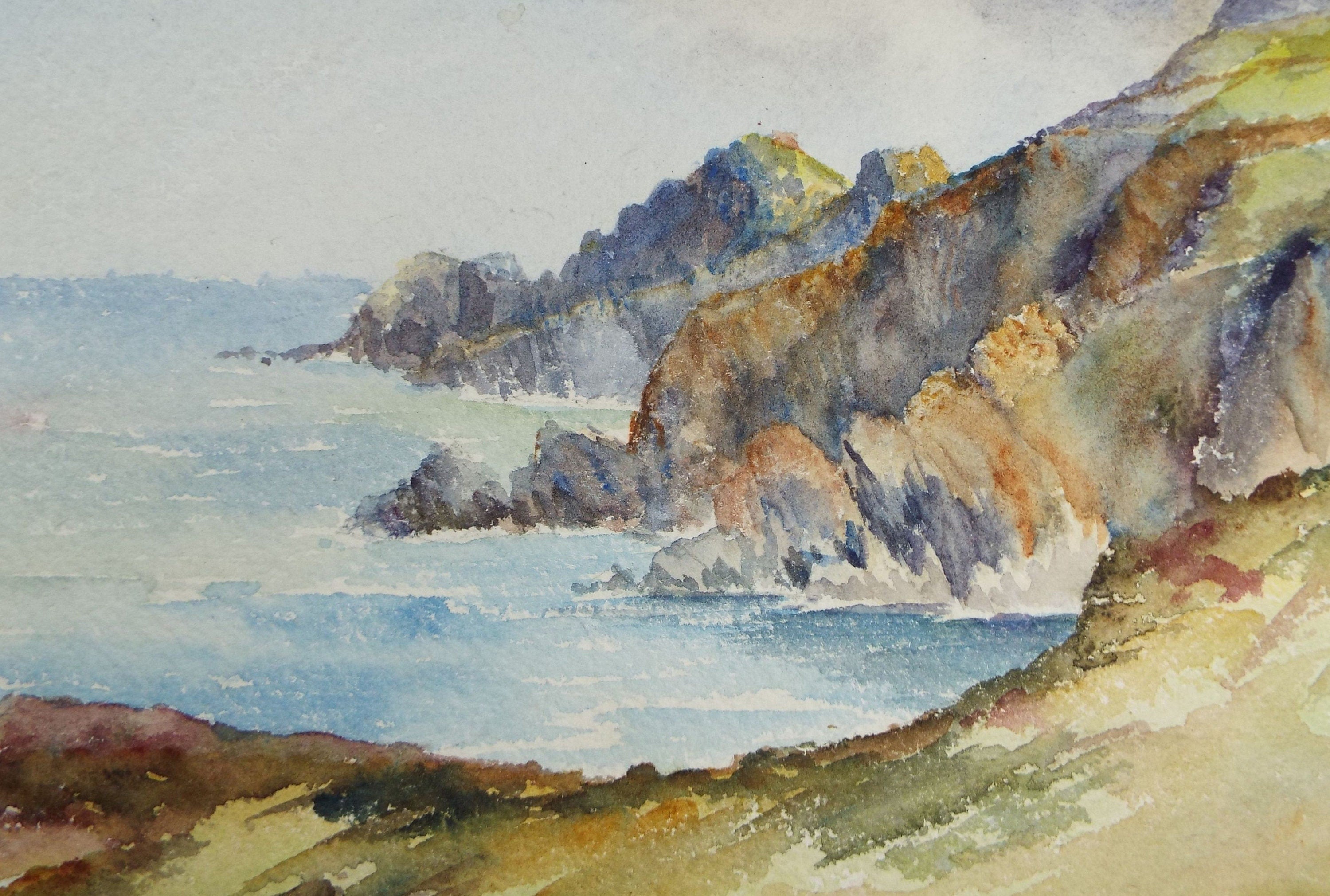 Original Watercolour on Paper, 'A Rocky Coast', early 20th Century, Artist Unknown