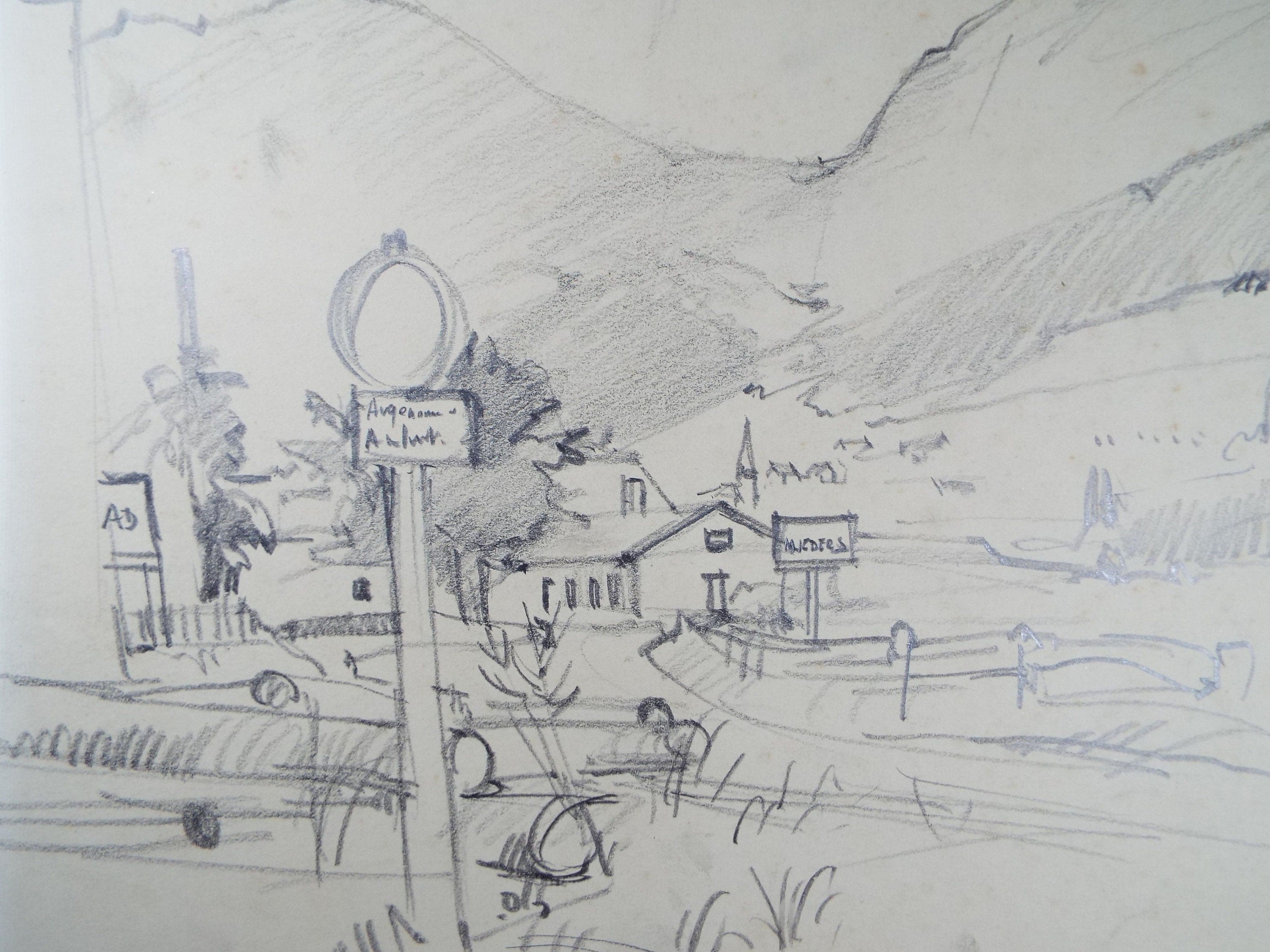 Original Pencil Drawing, 'Austria', Dated 1956, Douglas Pittuck (1911-1993)