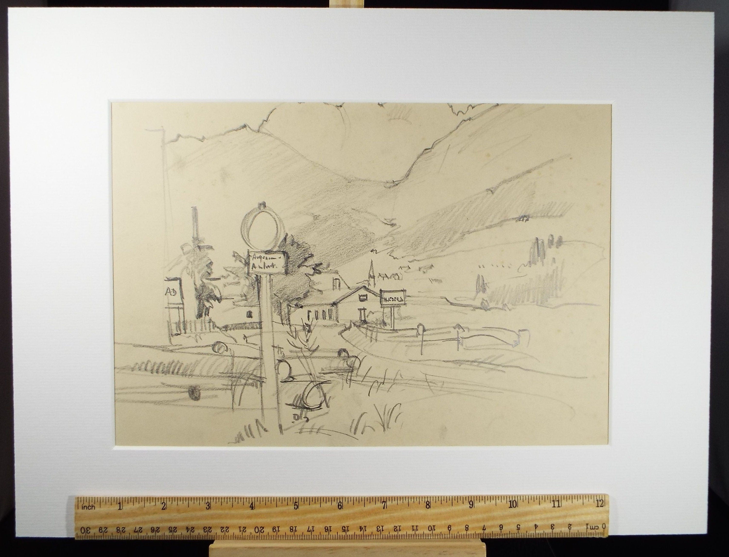 Original Pencil Drawing, 'Austria', Dated 1956, Douglas Pittuck (1911-1993)