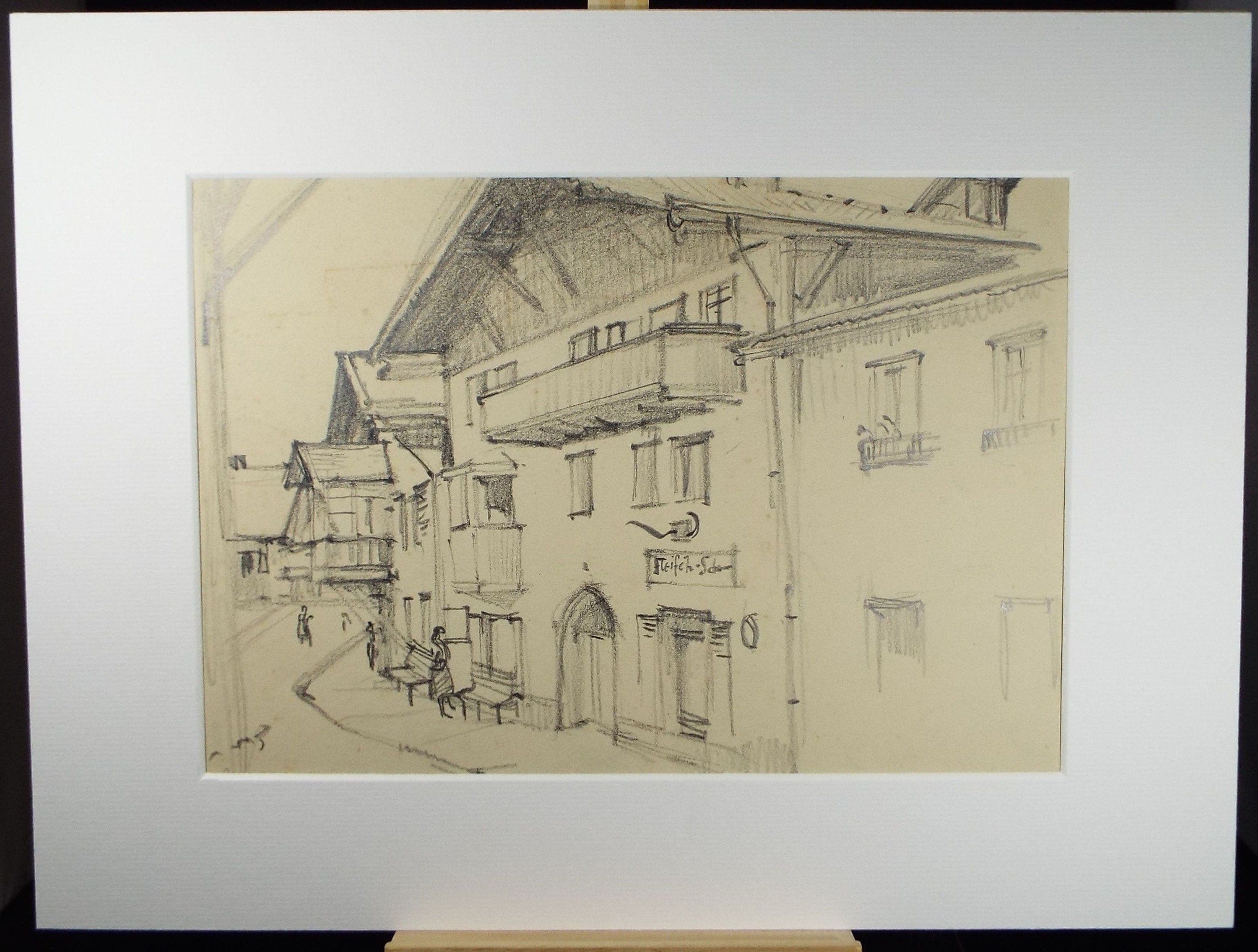 Original Pencil Drawing, 'Austria', Dated 1956, Douglas Pittuck (1911-1993)