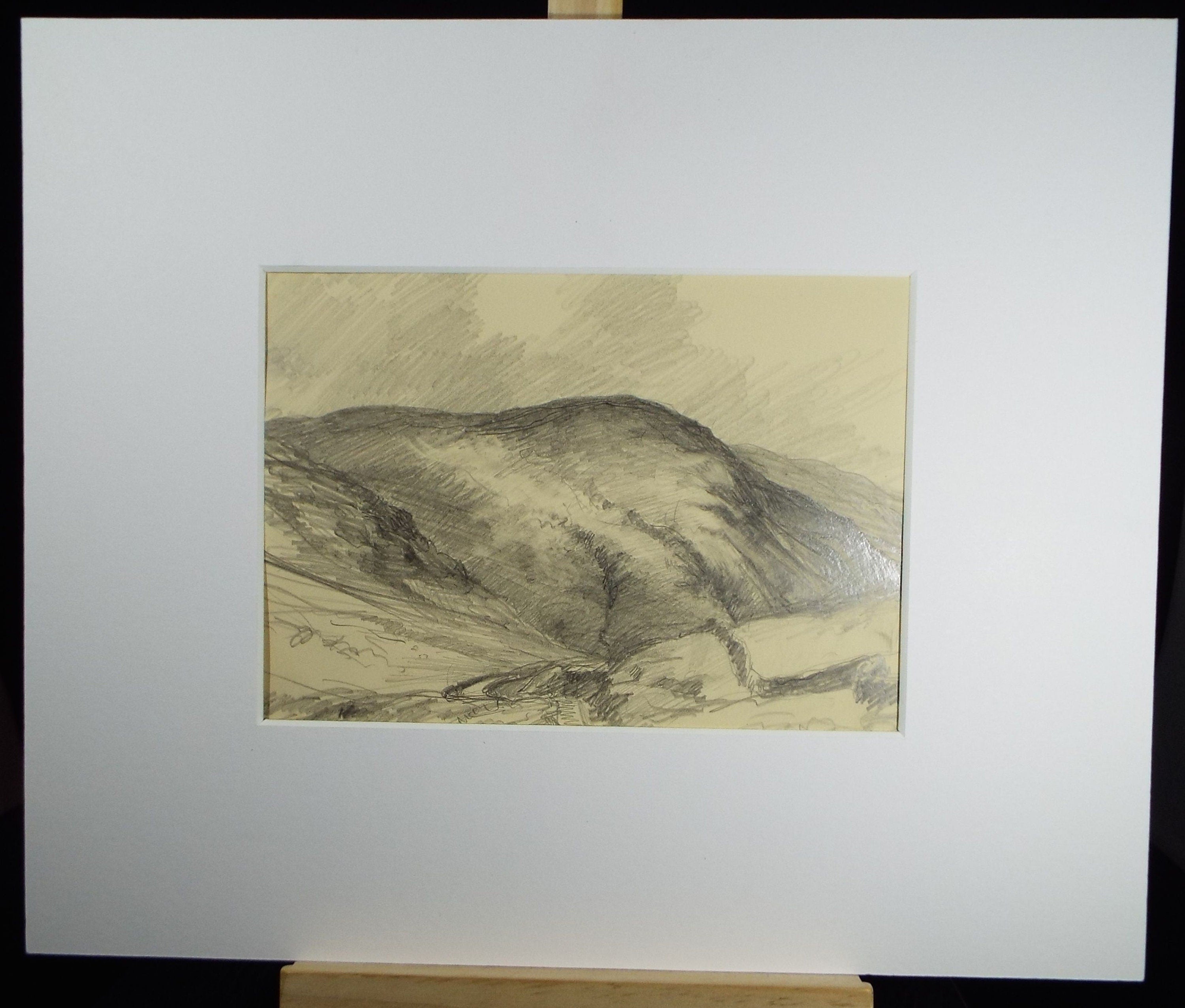 Original Pencil Drawing, 'Moorland Landscape', Circa 1920's, Nan C. Livingstone (1876-1952)