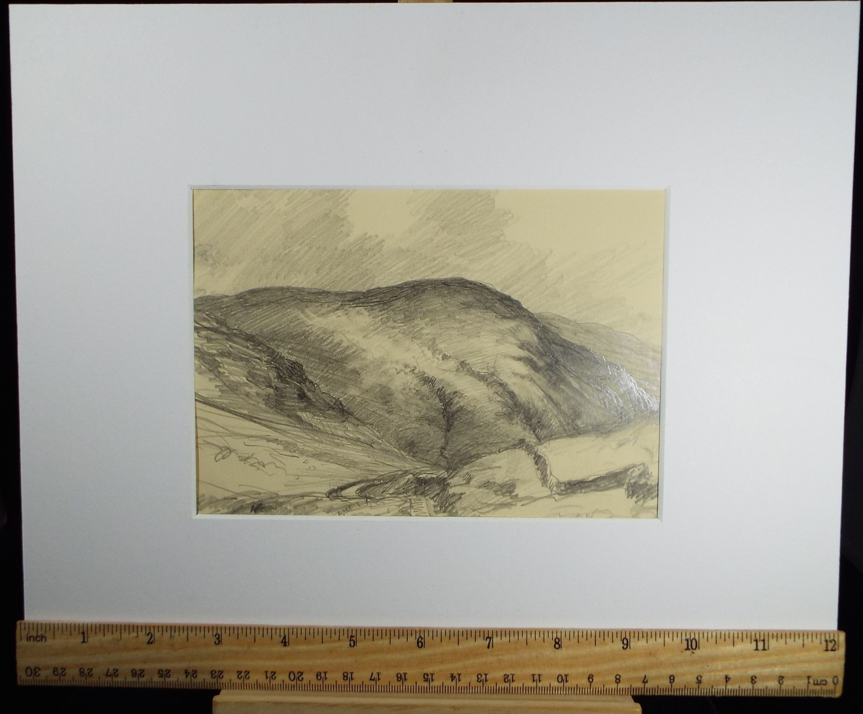 Original Pencil Drawing, 'Moorland Landscape', Circa 1920's, Nan C. Livingstone (1876-1952)