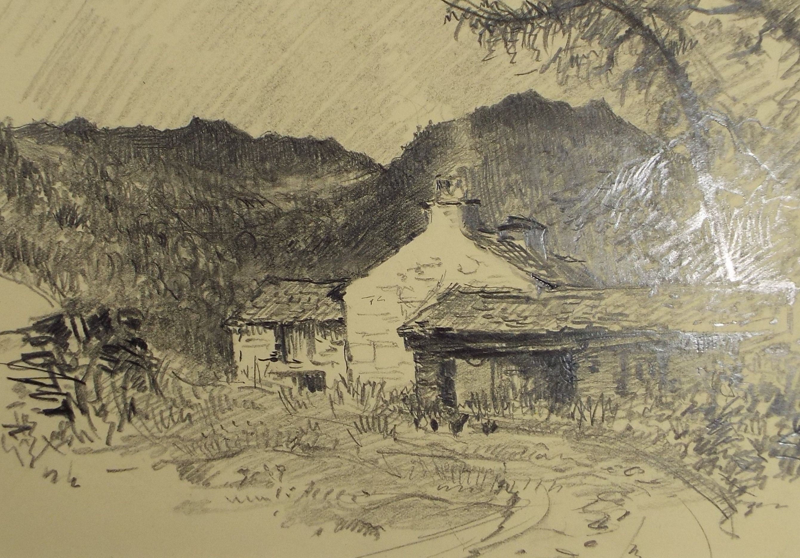 Original Pencil Drawing, 'Borrowdale', Circa 1920's, Nan C. Livingstone (1876-1952)