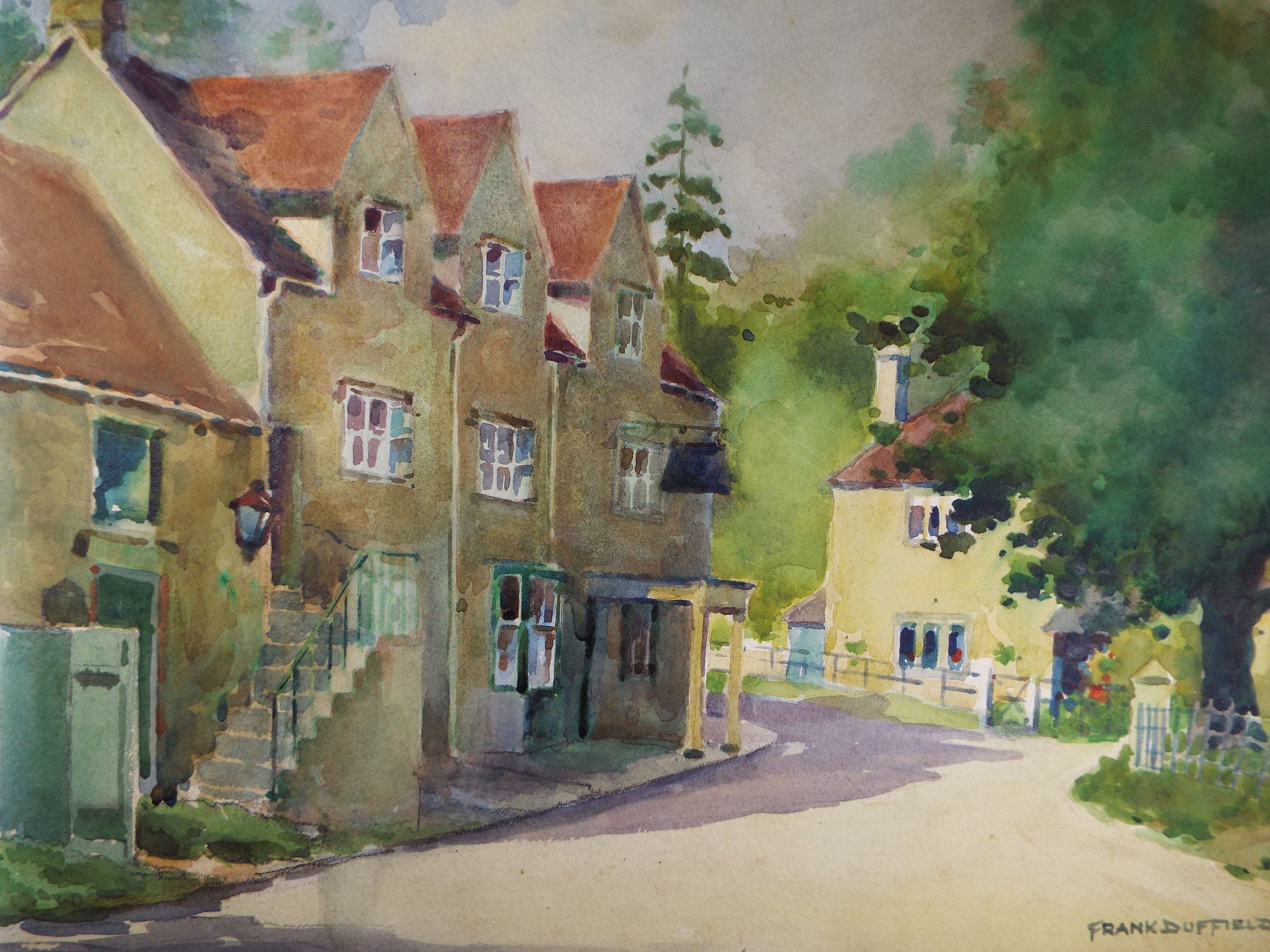 Original Watercolour & Gouache, 'Village Scene', c1960's, Frank Duffield (1901-1982)