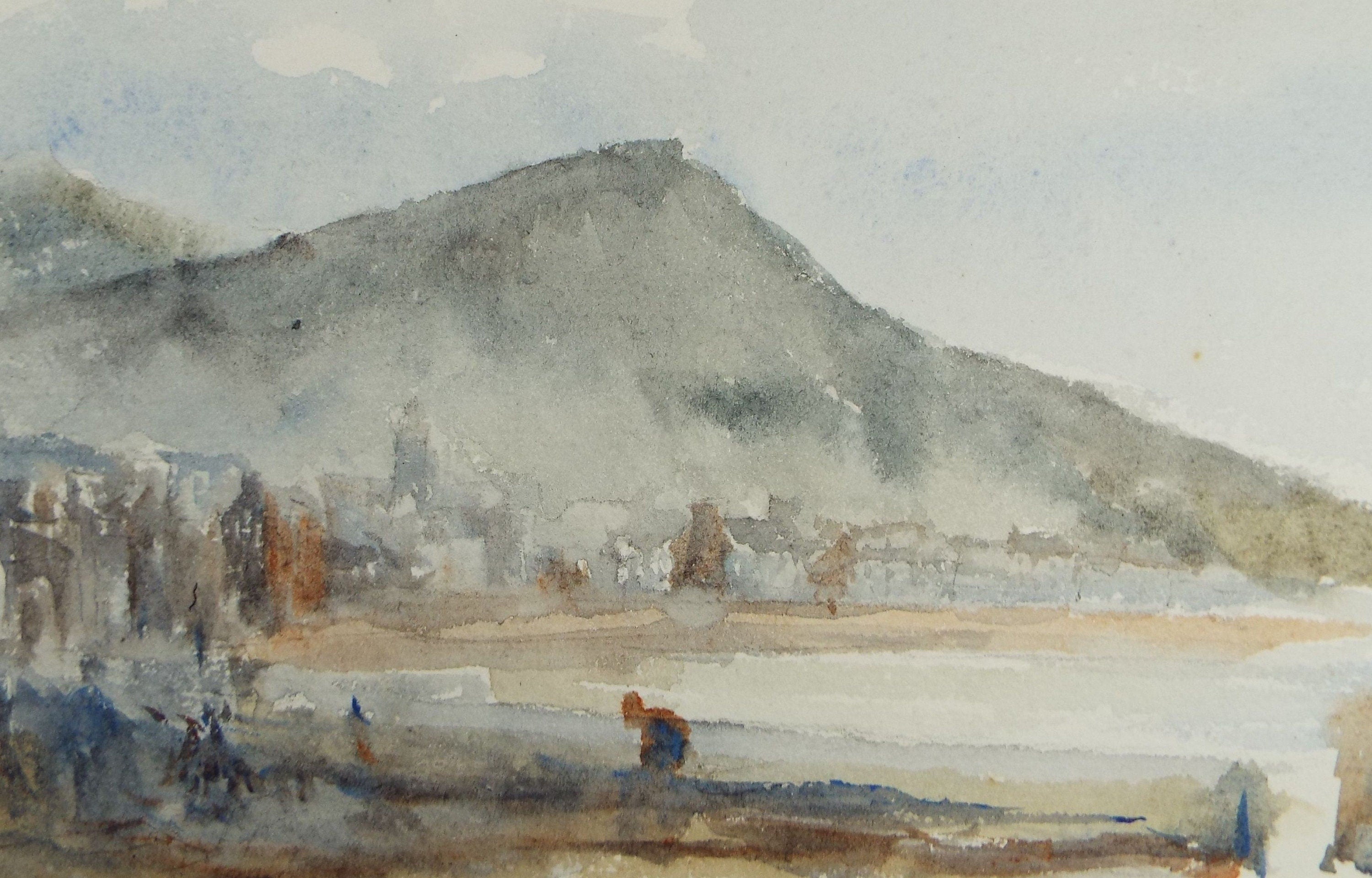 Original Watercolour on Paper, 'Figure on the Shore', early 20th Century, Artist Unknown