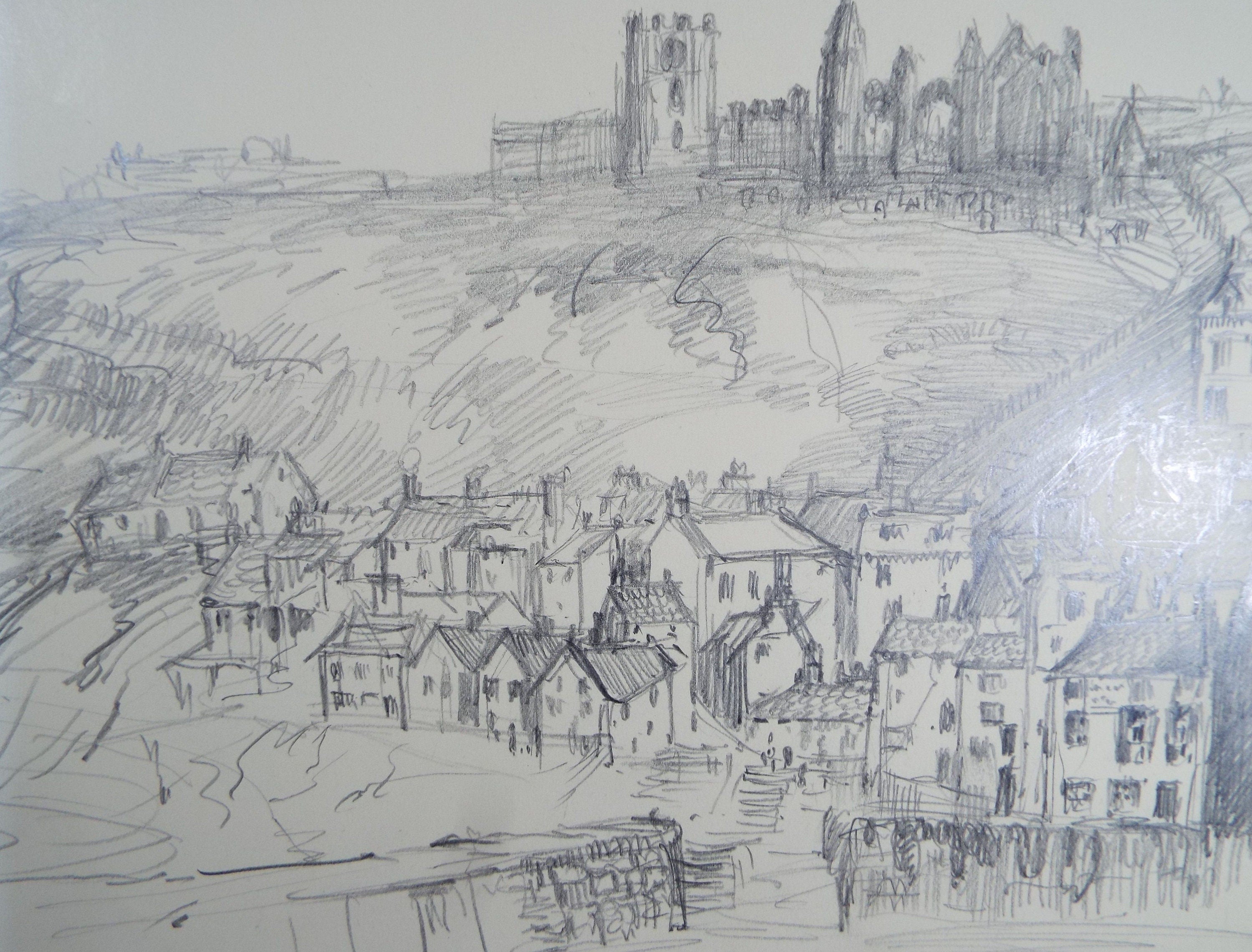 Original Pencil Drawing, 'Whitby', Dated 1926, Nan C. Livingstone (1876-1952)