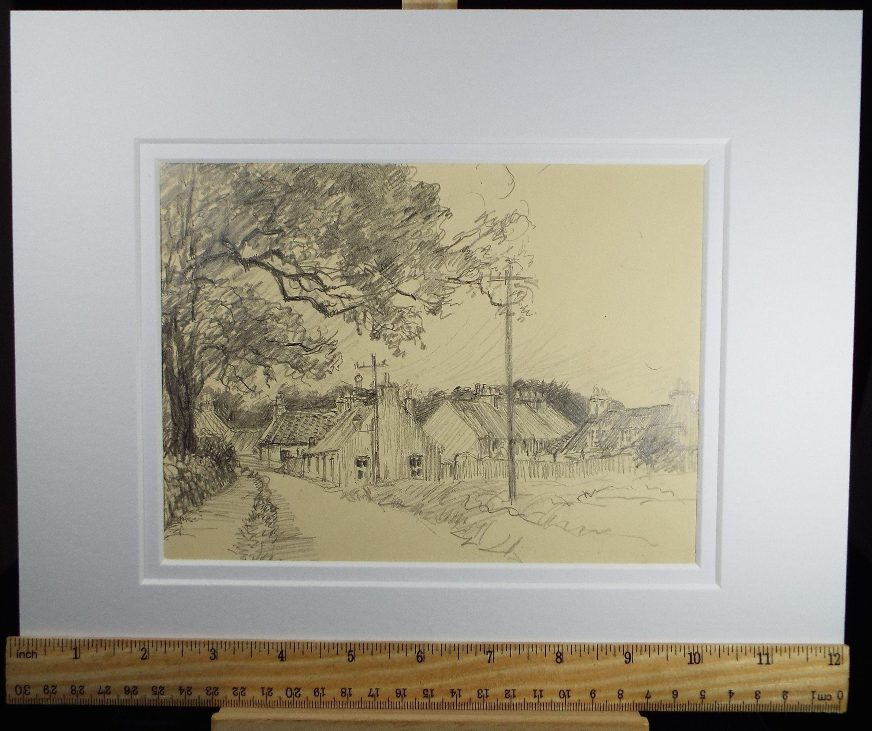 Original Pencil Drawing, 'Kilkenny', Dated 1936, Nan C. Livingstone (1876-1952)