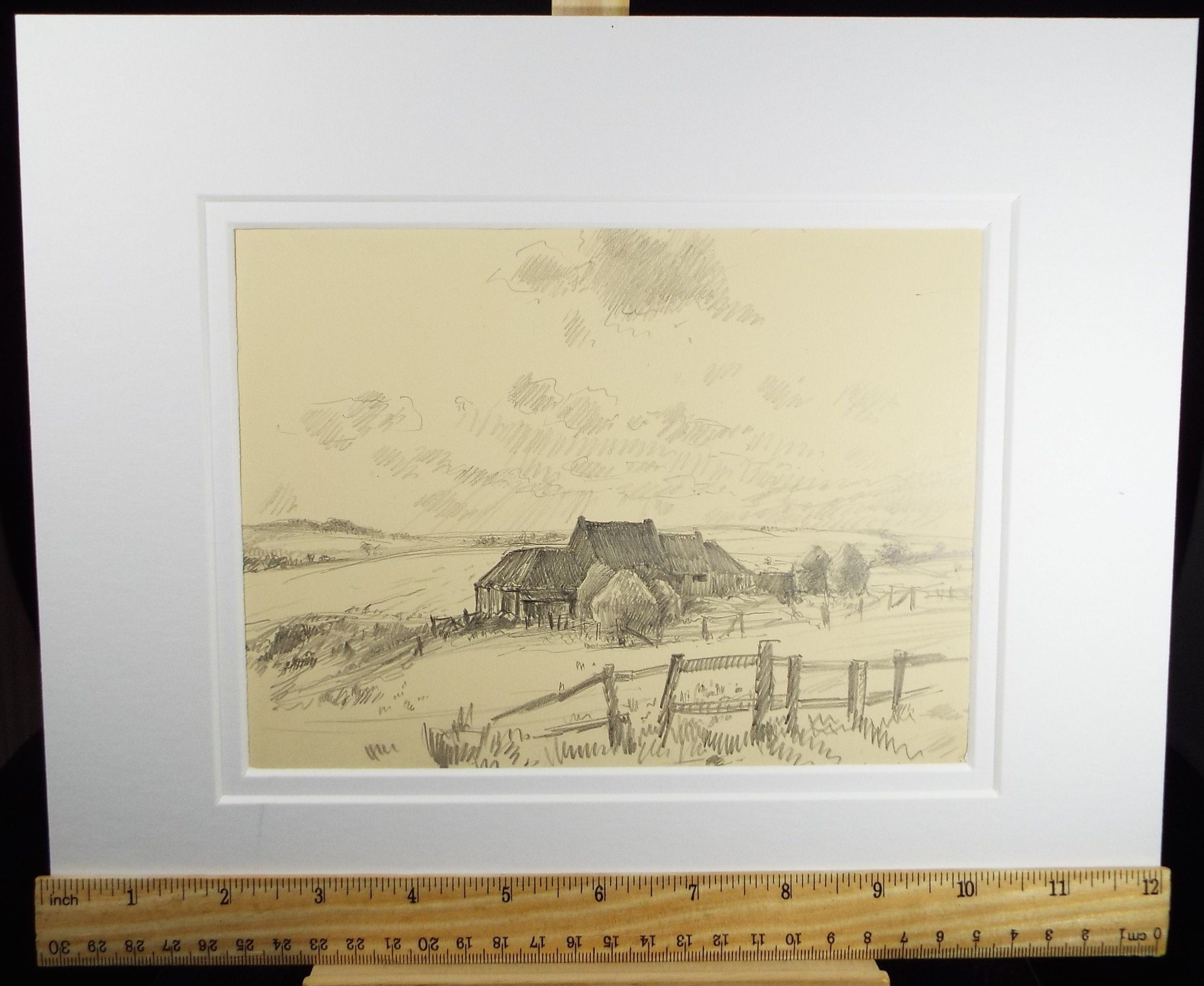 Original Pencil Drawing, 'Coldinham Moor', Circa 1920's, Nan C. Livingstone (1876-1952)