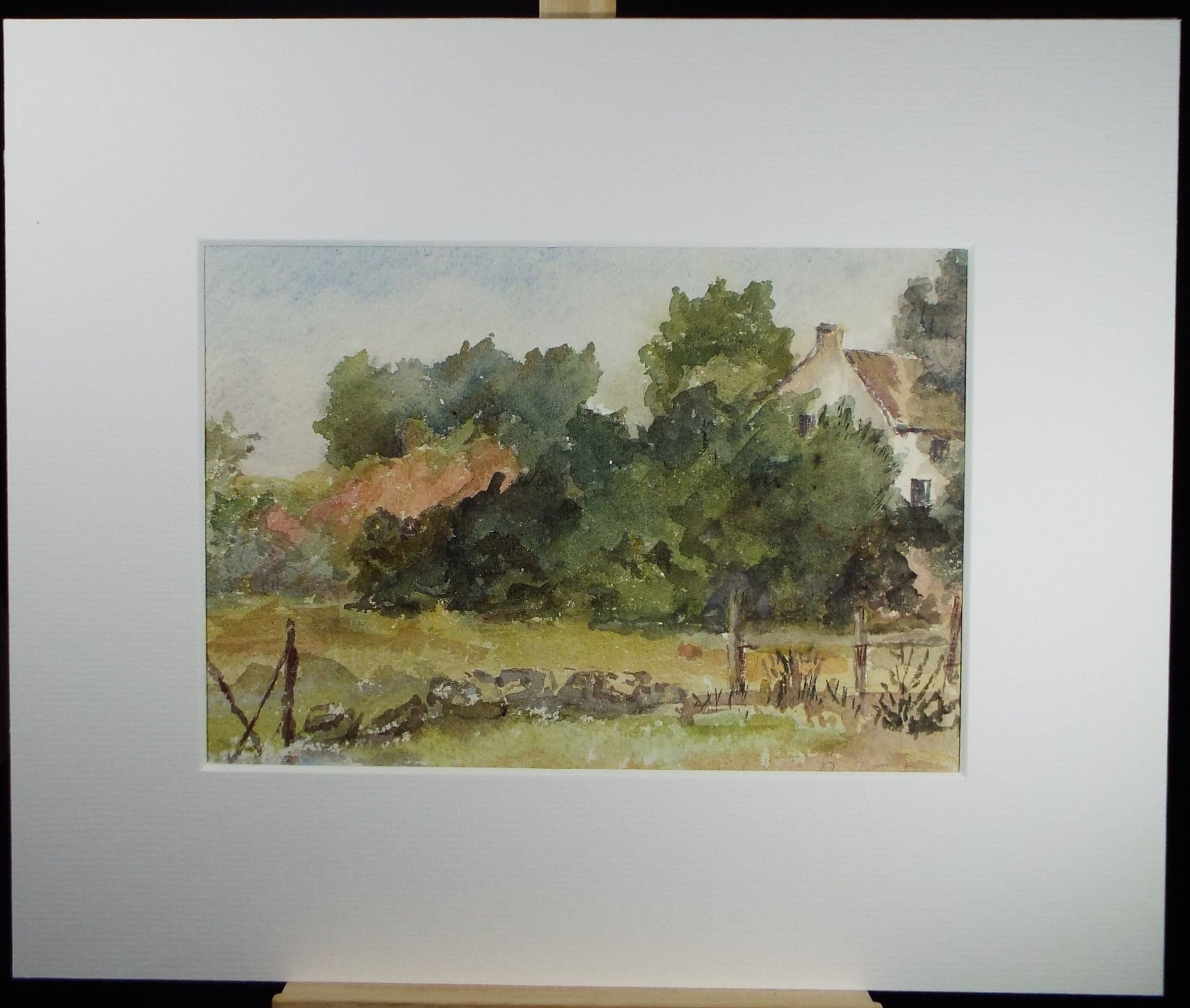 Original Watercolour on Paper, 'Cottage in a Landscape', Dated 1902, Artist Unknown