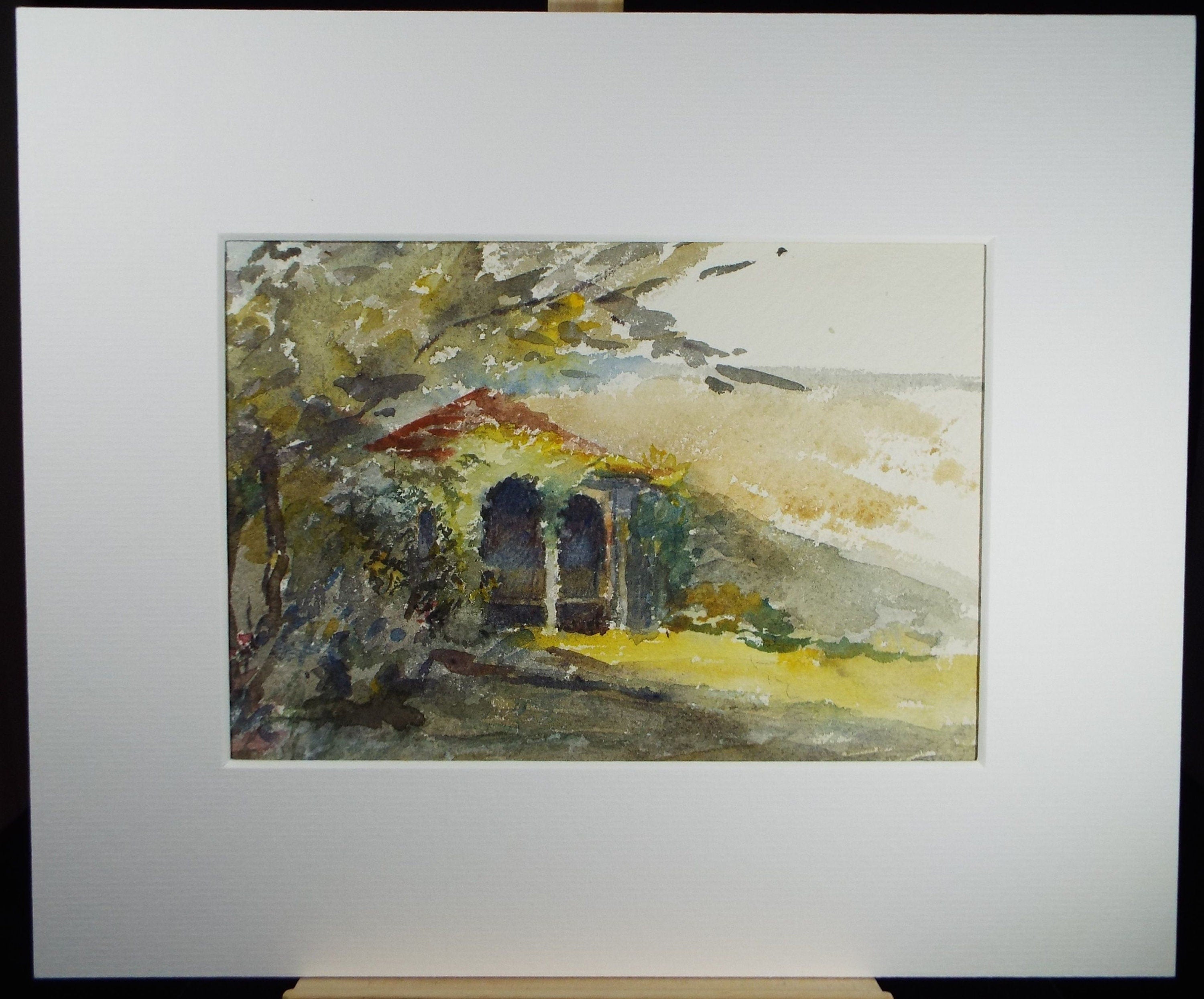 Original Watercolour on Paper, 'Arbour in a Garden Landscape', early 20th Century, Artist Unknown