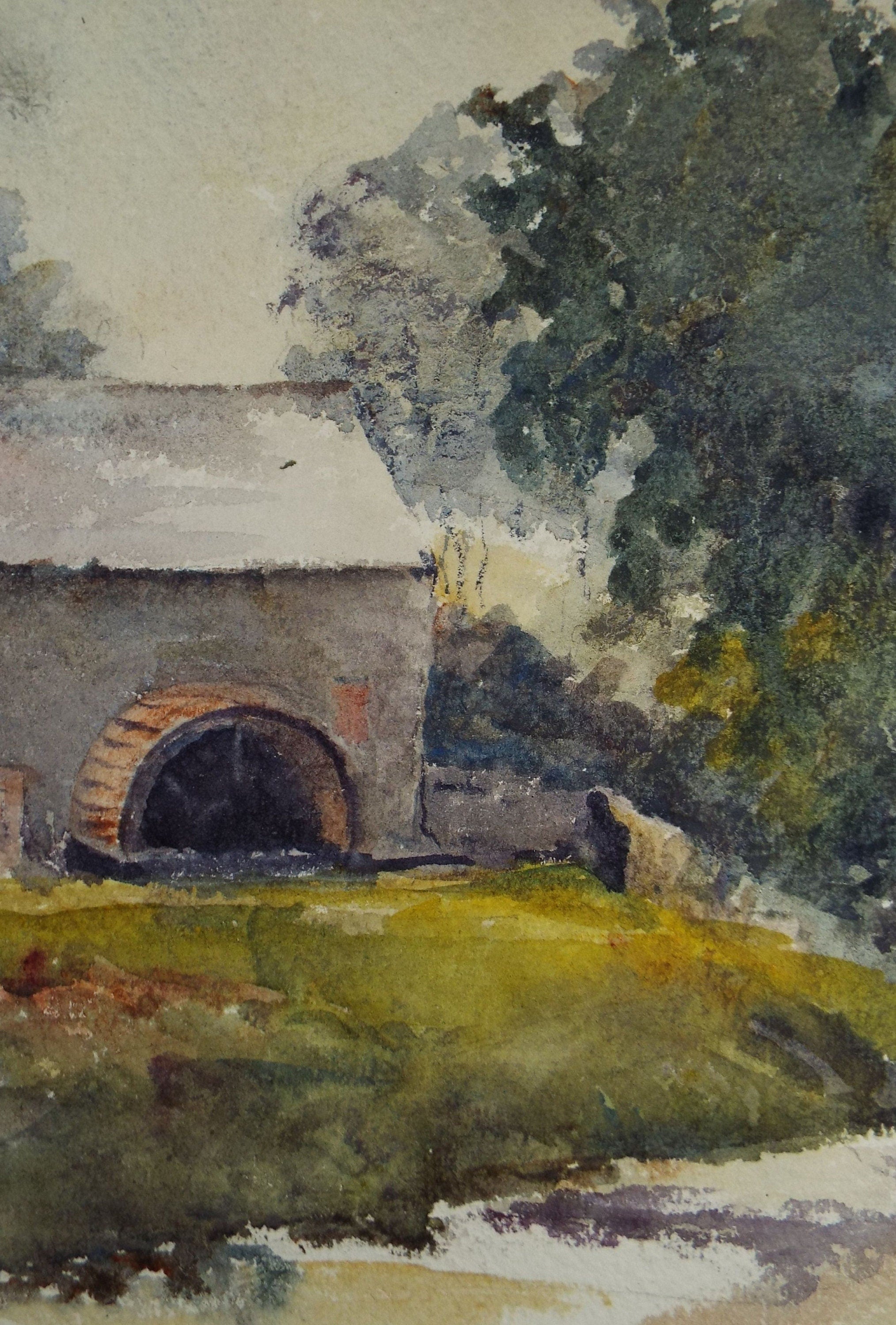 Original Watercolour on Paper, 'The Watermill', early 20th Century, Artist Unknown