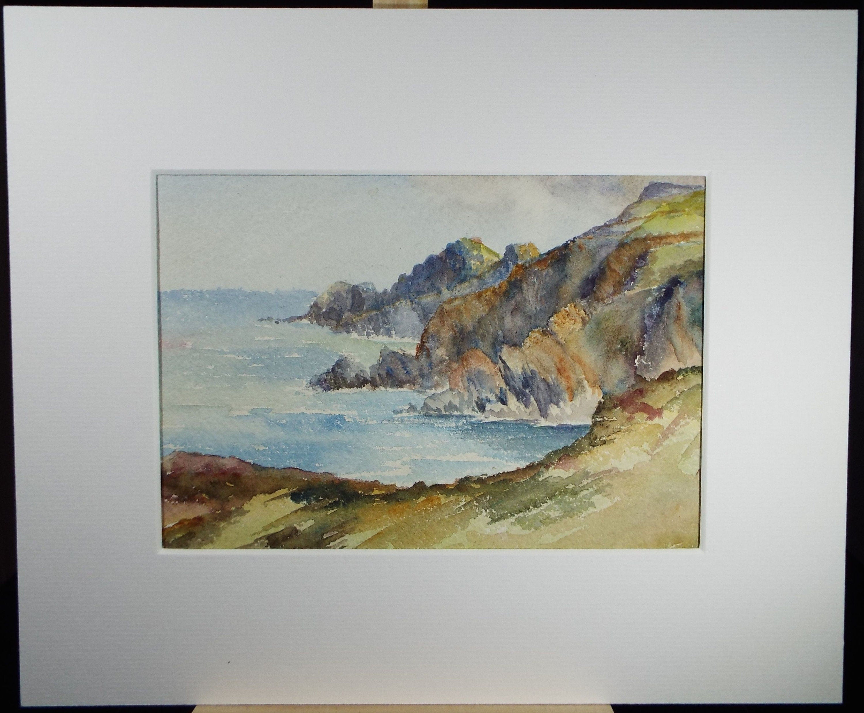 Original Watercolour on Paper, 'A Rocky Coast', early 20th Century, Artist Unknown