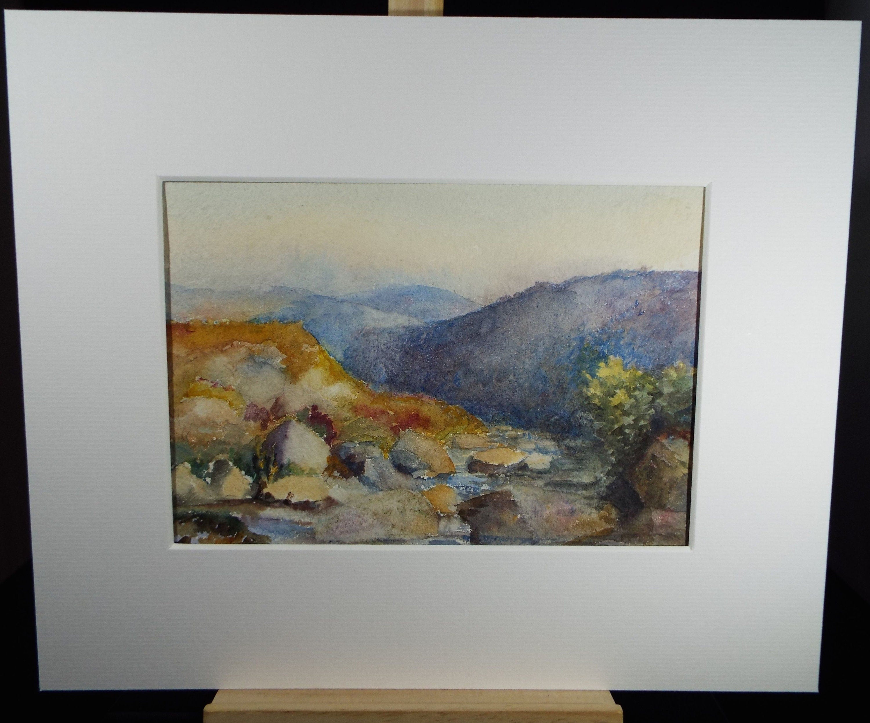 Original Watercolour on Paper, 'Moorland Stream', early 20th Century, Artist Unknown