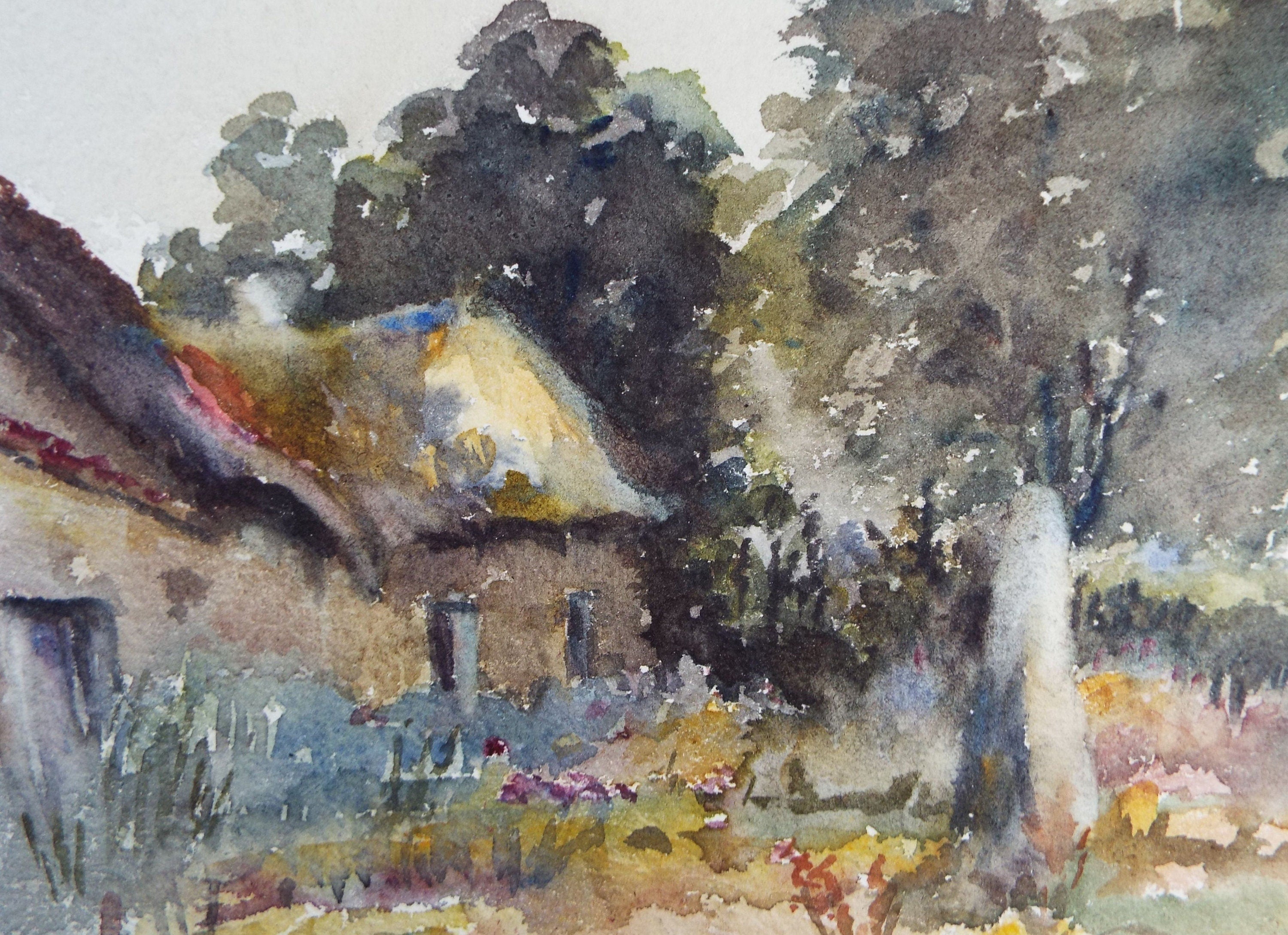 Original Watercolour on Paper, 'Woodland Cottage', early 20th Century, Artist Unknown