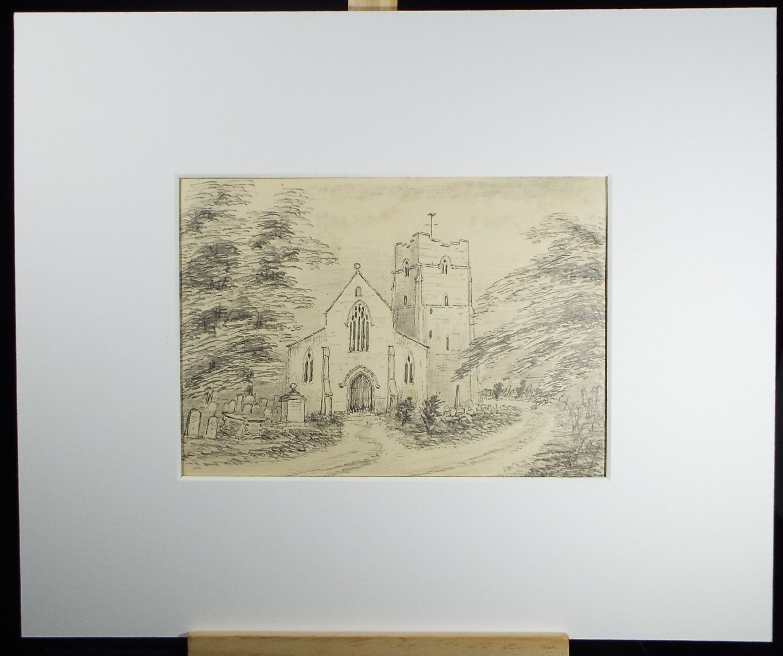 Original Pencil Drawing, 'Presteign Church'', Dated 1894,  Artist Unknown