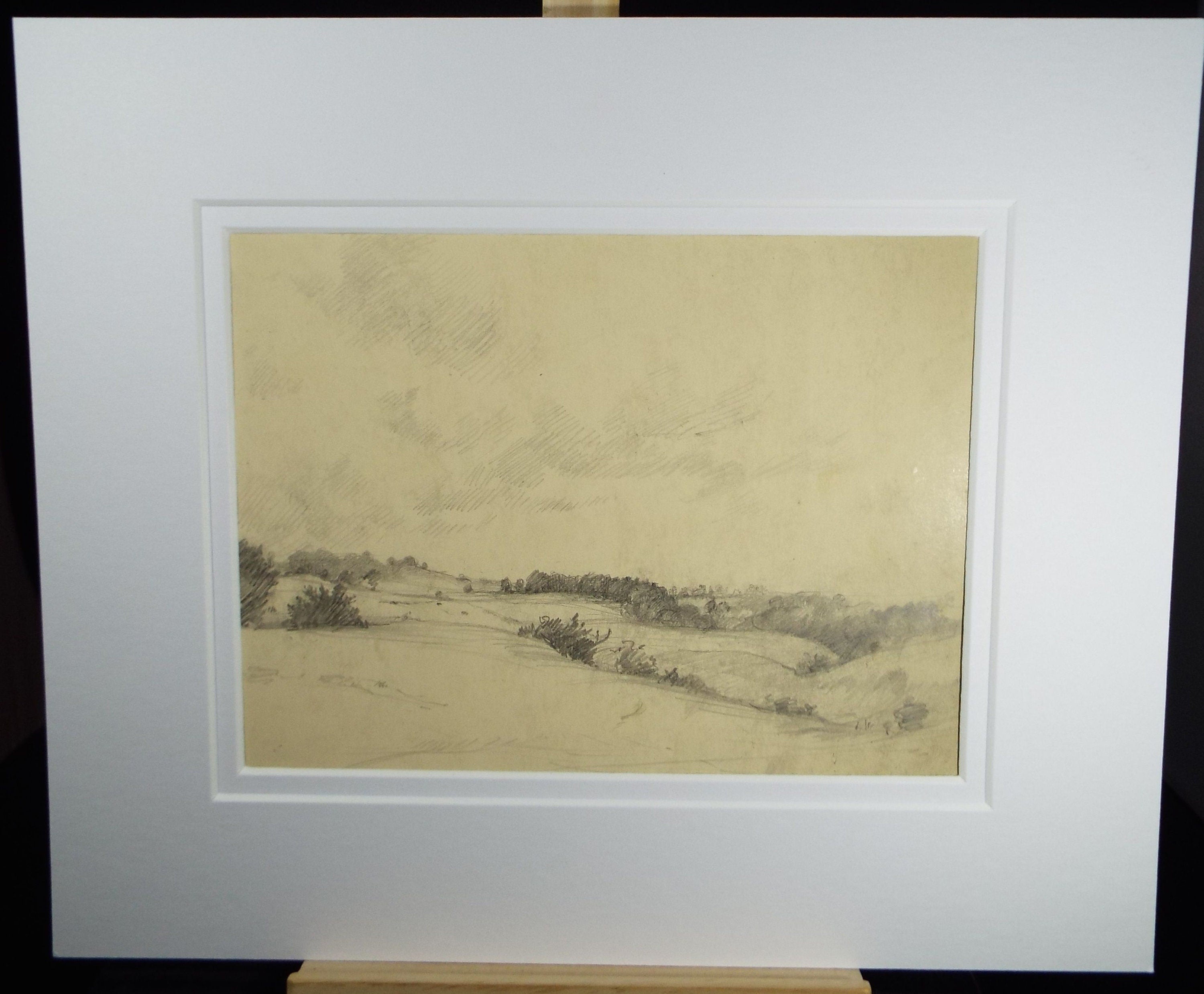 Original Pencil Drawing, 'Hilly Landscape', Circa 1920's, Nan C. Livingstone (1876-1952)