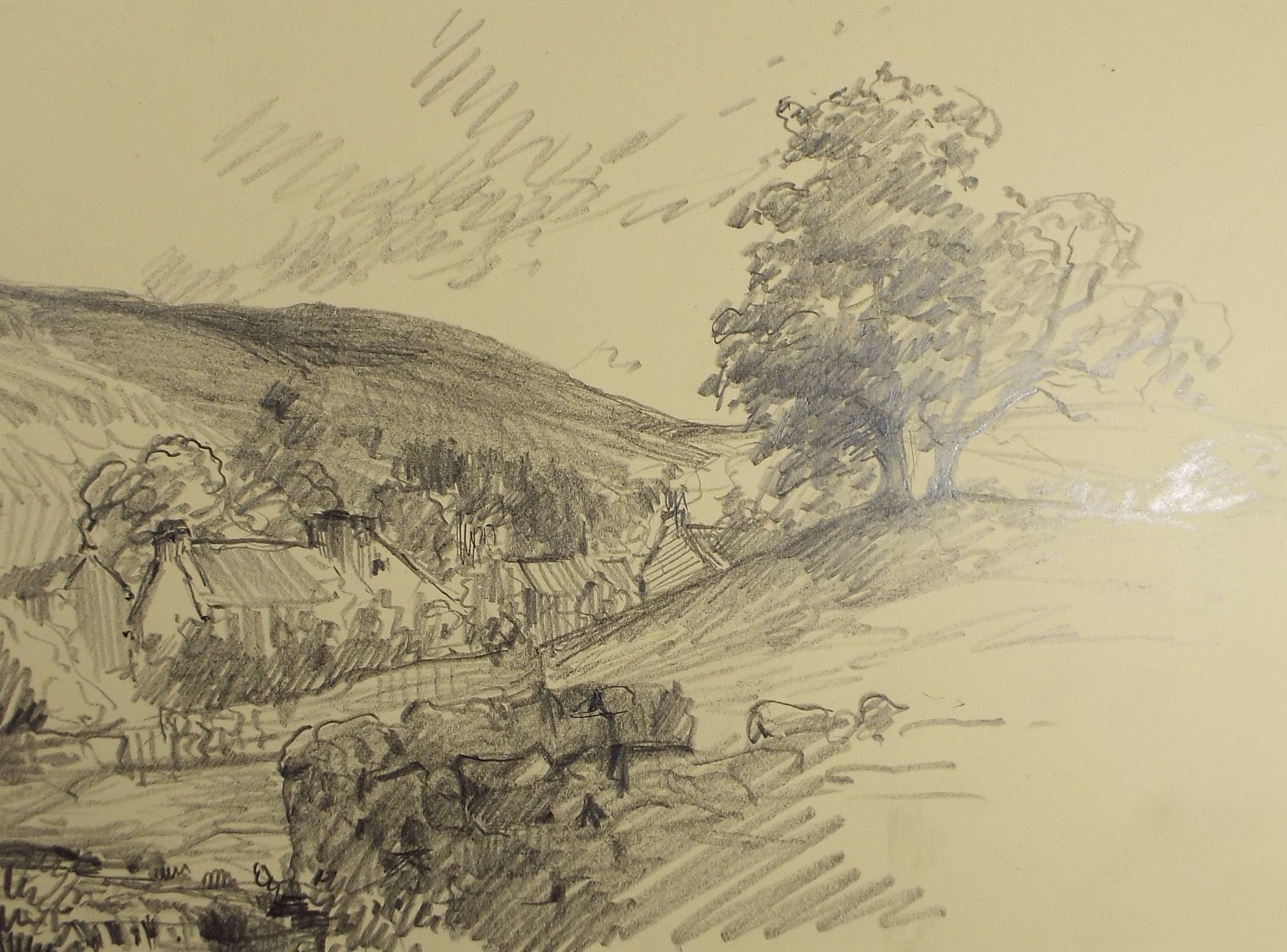 Original Pencil Drawing, 'Malmesbury', Circa 1920's, Nan C. Livingstone (1876-1952)