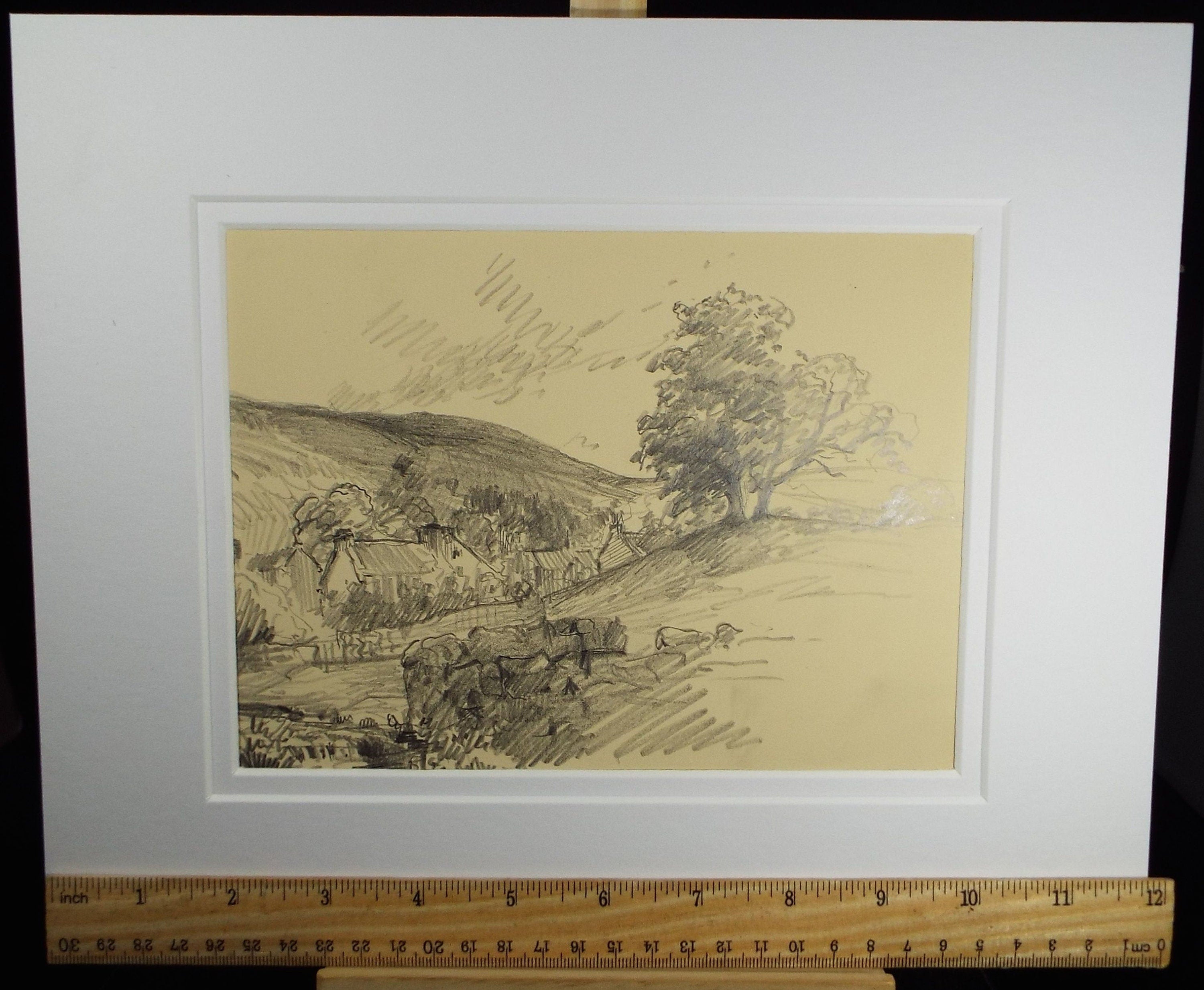 Original Pencil Drawing, 'Malmesbury', Circa 1920's, Nan C. Livingstone (1876-1952)