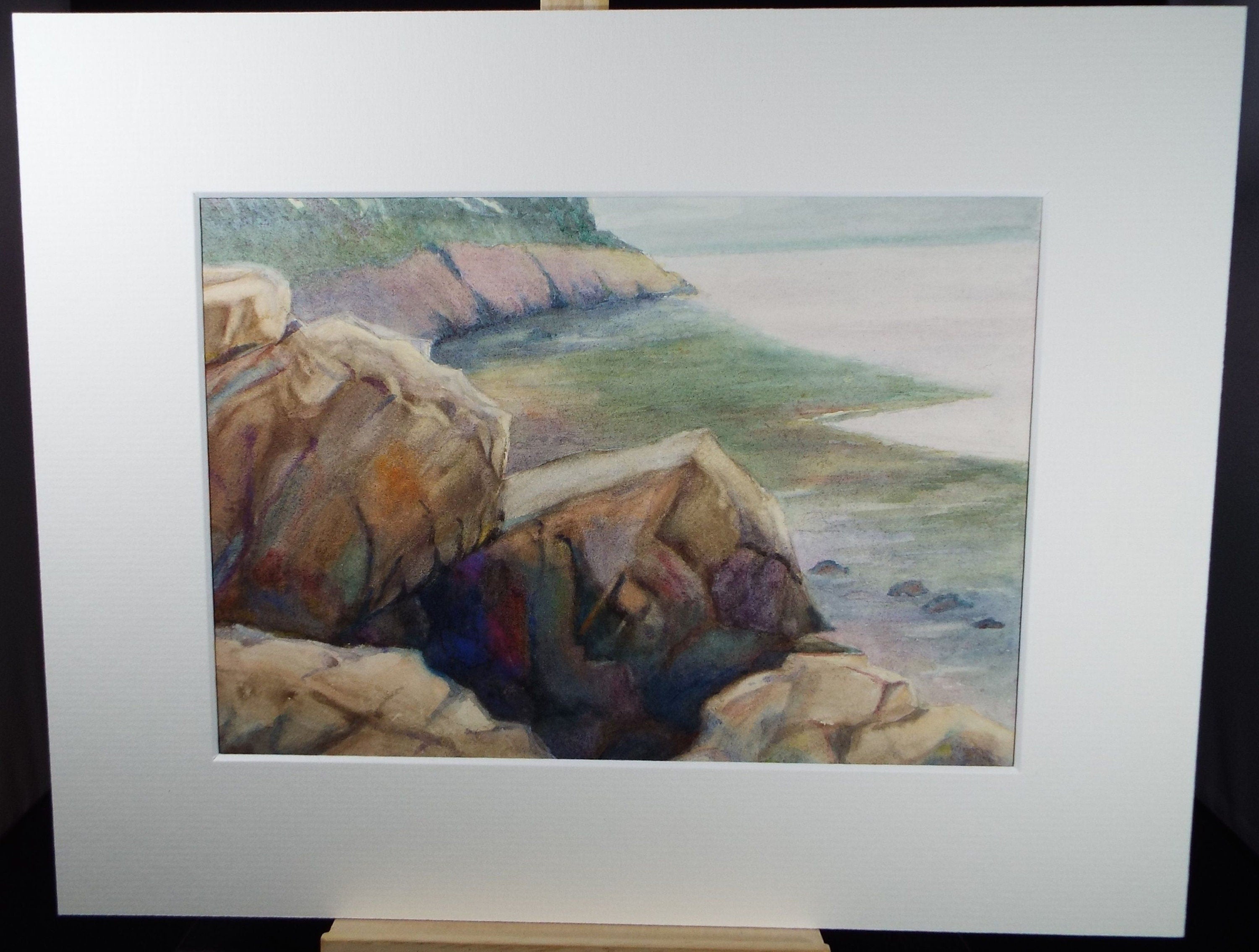 Original Charcoal & Watercolour, 'A Rocky Shore', Circa 1930's , Frank Harold Read FRPS (1881-1960)