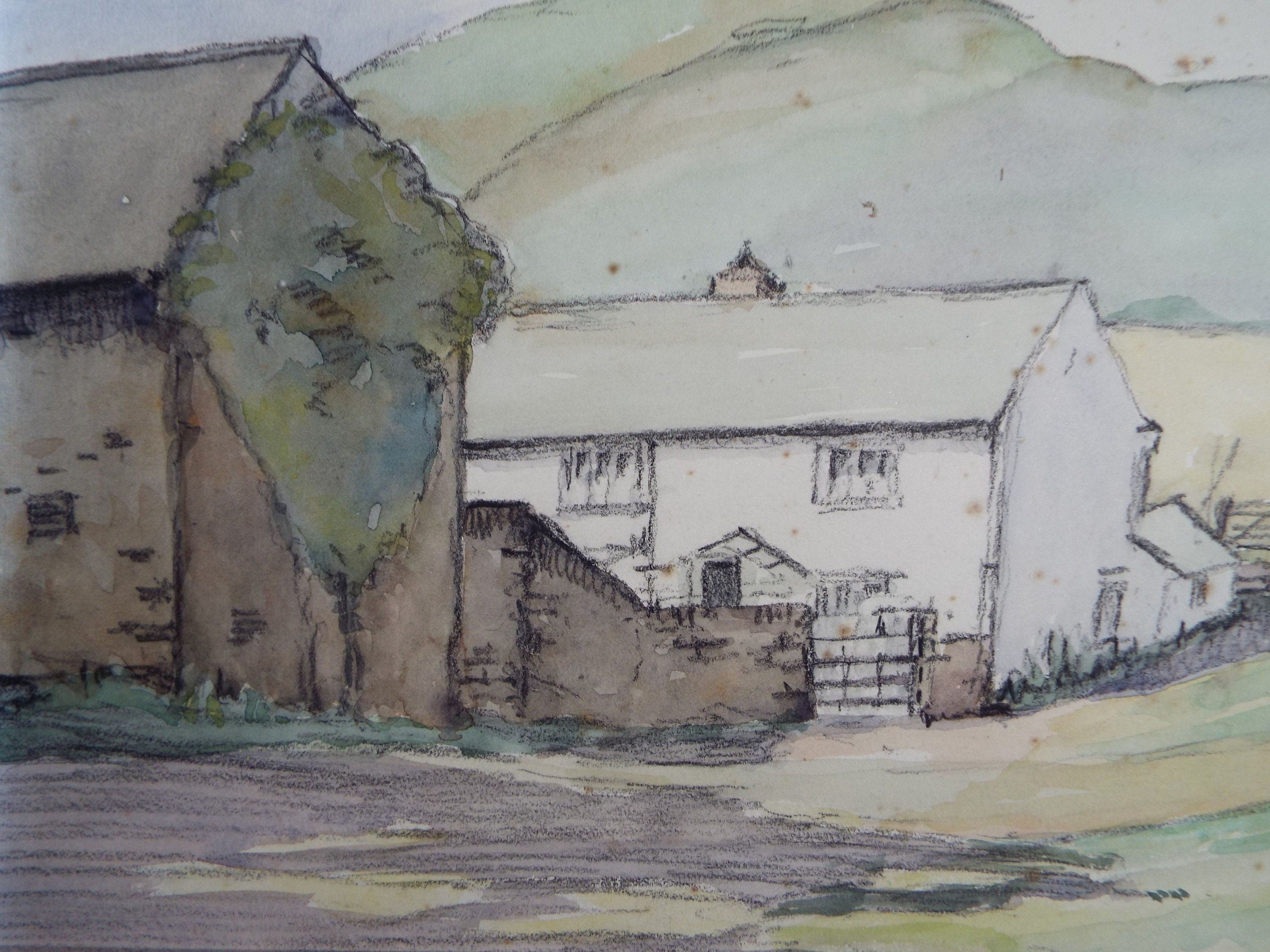 Original Charcoal & Watercolour, 'A Farmhouse', Circa 1930's , Frank Harold Read FRPS (1881-1960)