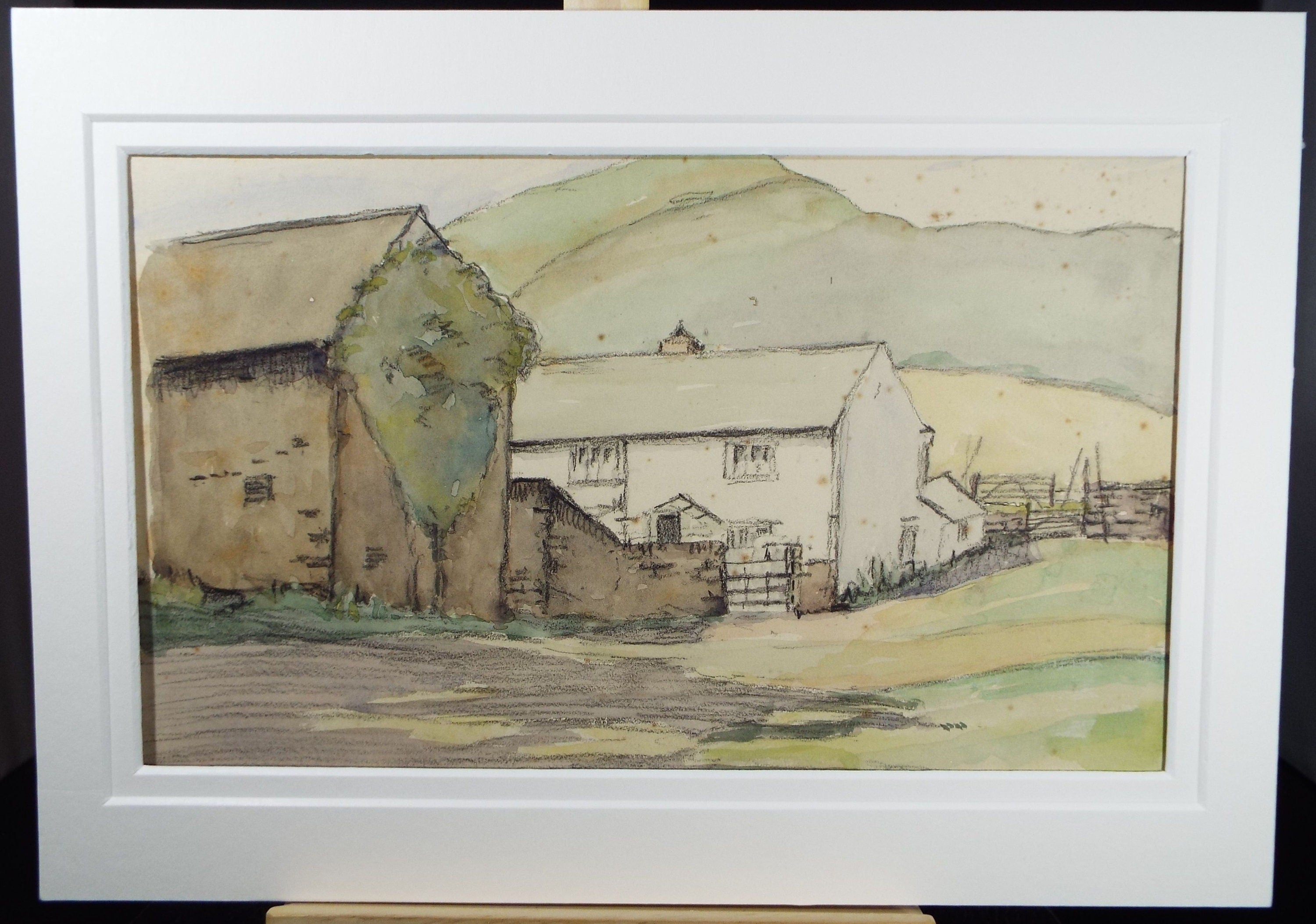 Original Charcoal & Watercolour, 'A Farmhouse', Circa 1930's , Frank Harold Read FRPS (1881-1960)