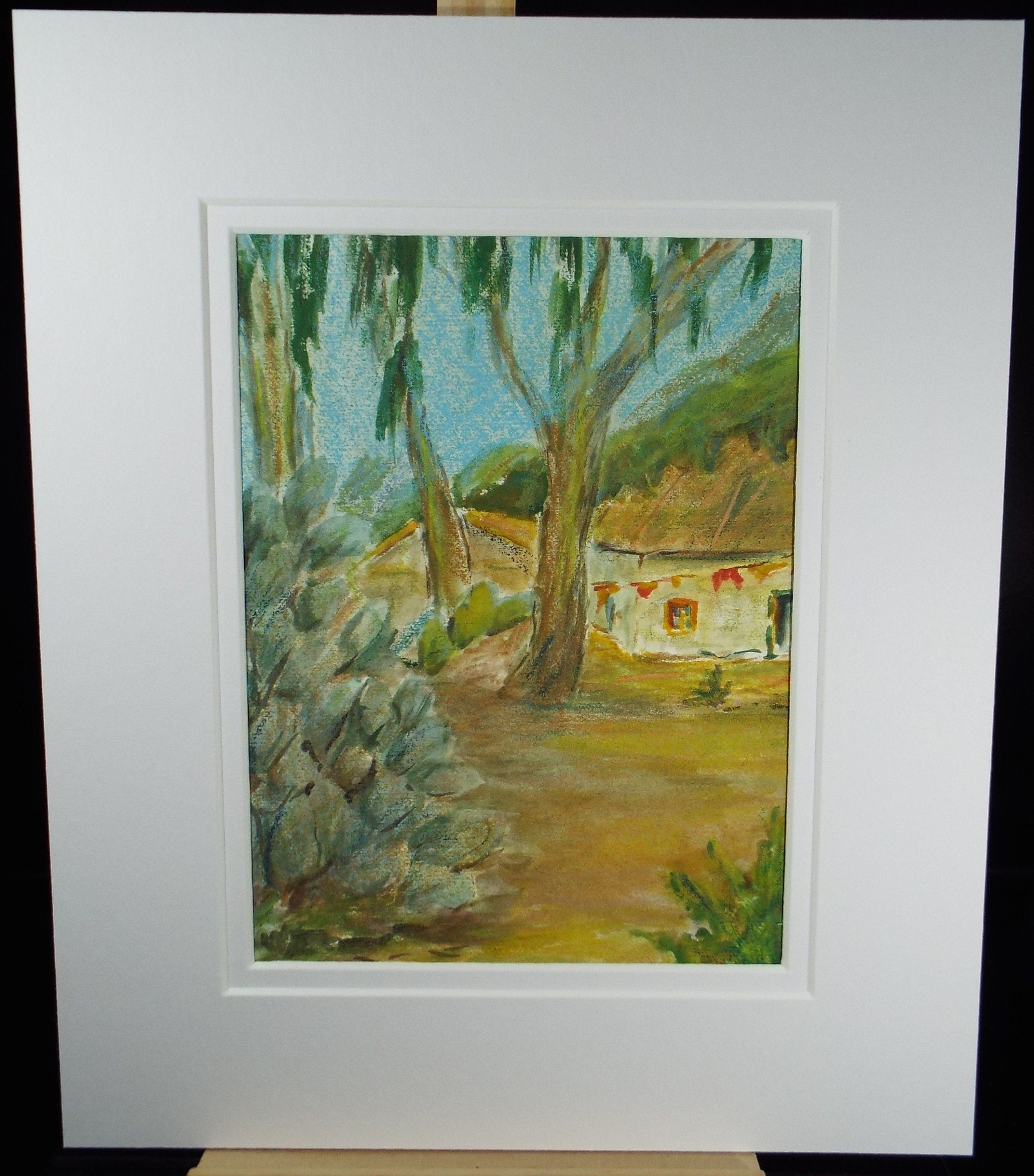 Original Watercolour c1980's, 'Caribbean Cottages' - 'Unknown Artist