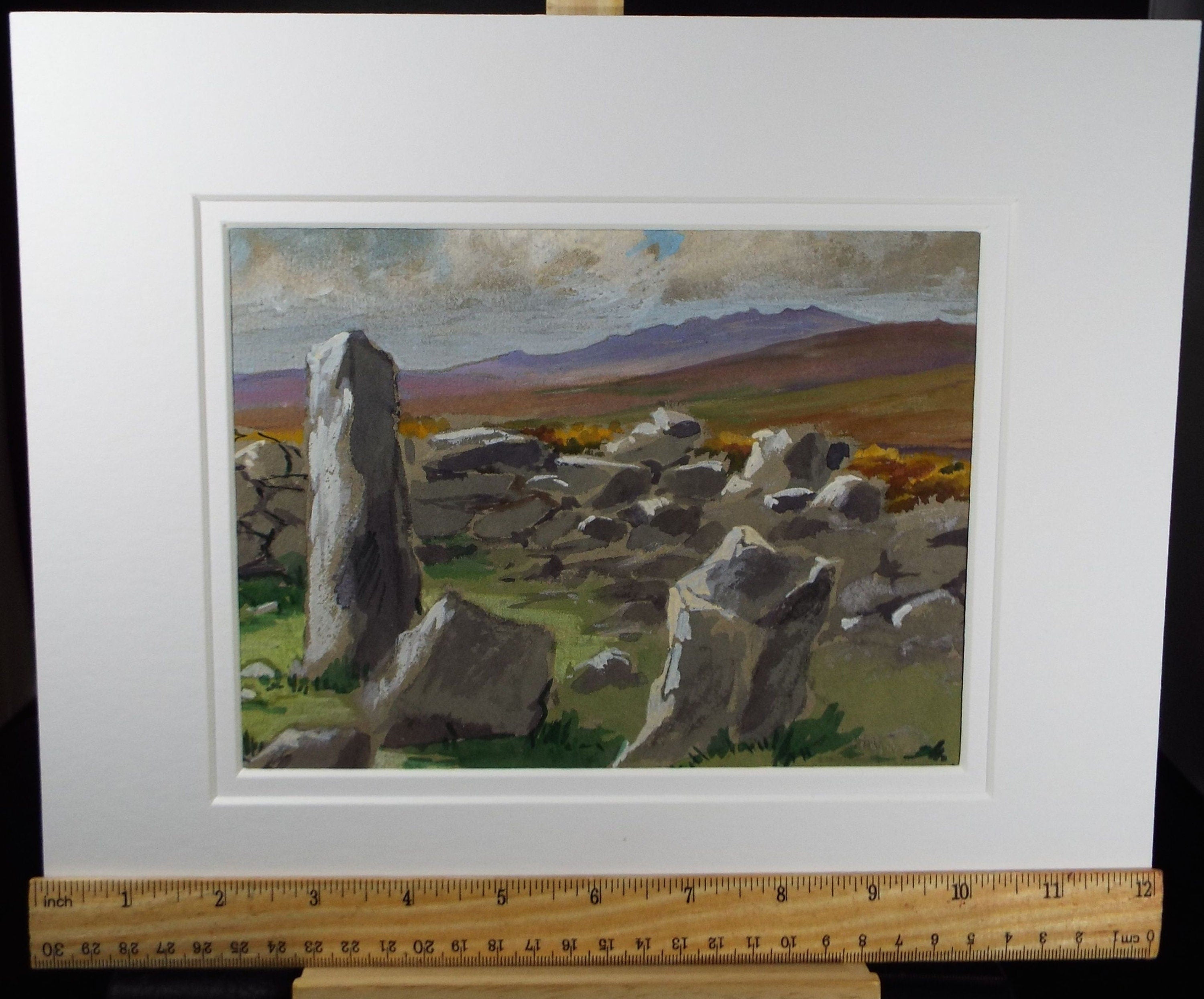 Original Gouache, 'Moorland with Dry Stones', Circa 1940's, Artist Unknown