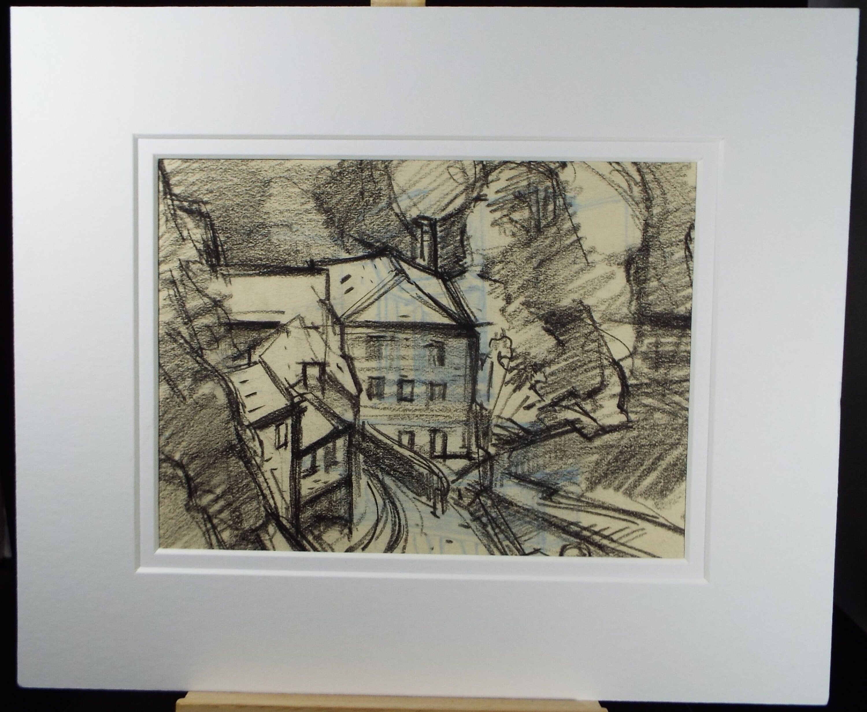 Original charcoal Drawing, 'Town Study', Circa 1950's, Douglas Pittuck (1911-1993)