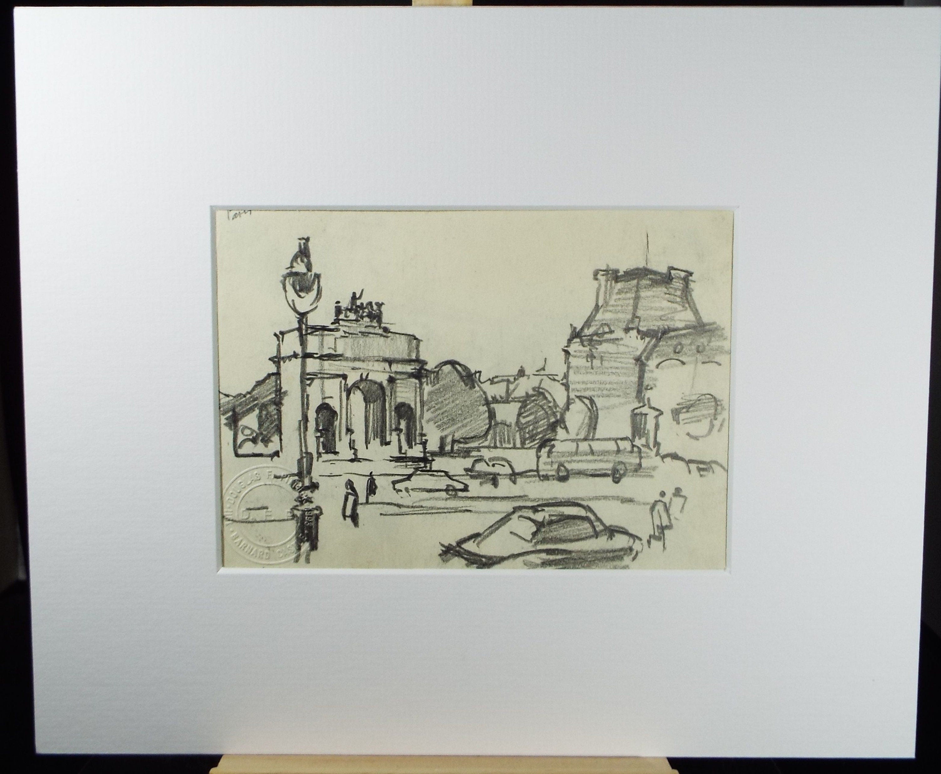 Original Pencil Drawing, 'Paris', Circa 1950's, Douglas Pittuck (1911-1993)