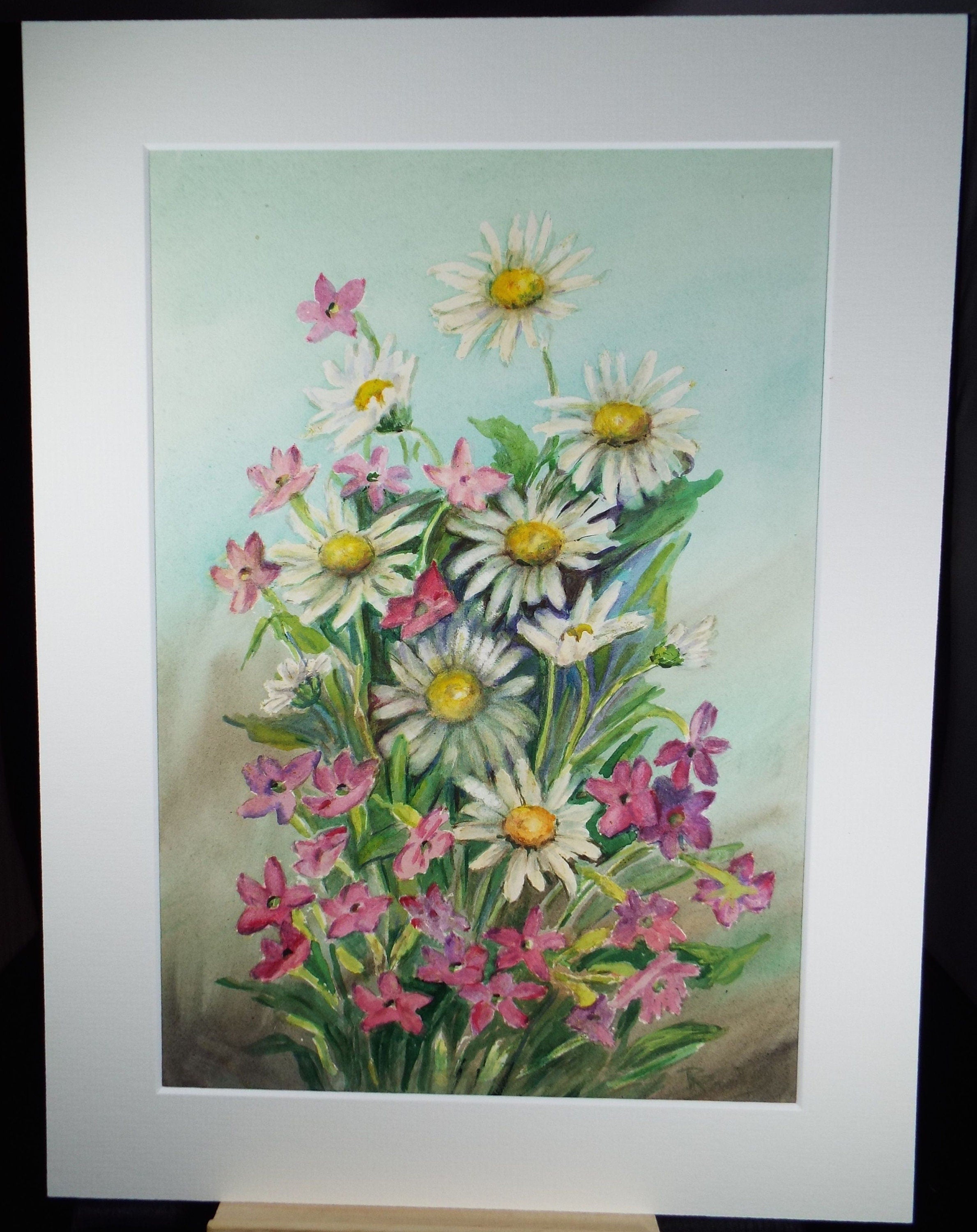 Original Watercolour, 'Still Life of Flowers', Circa 1950's, Artist Unknown