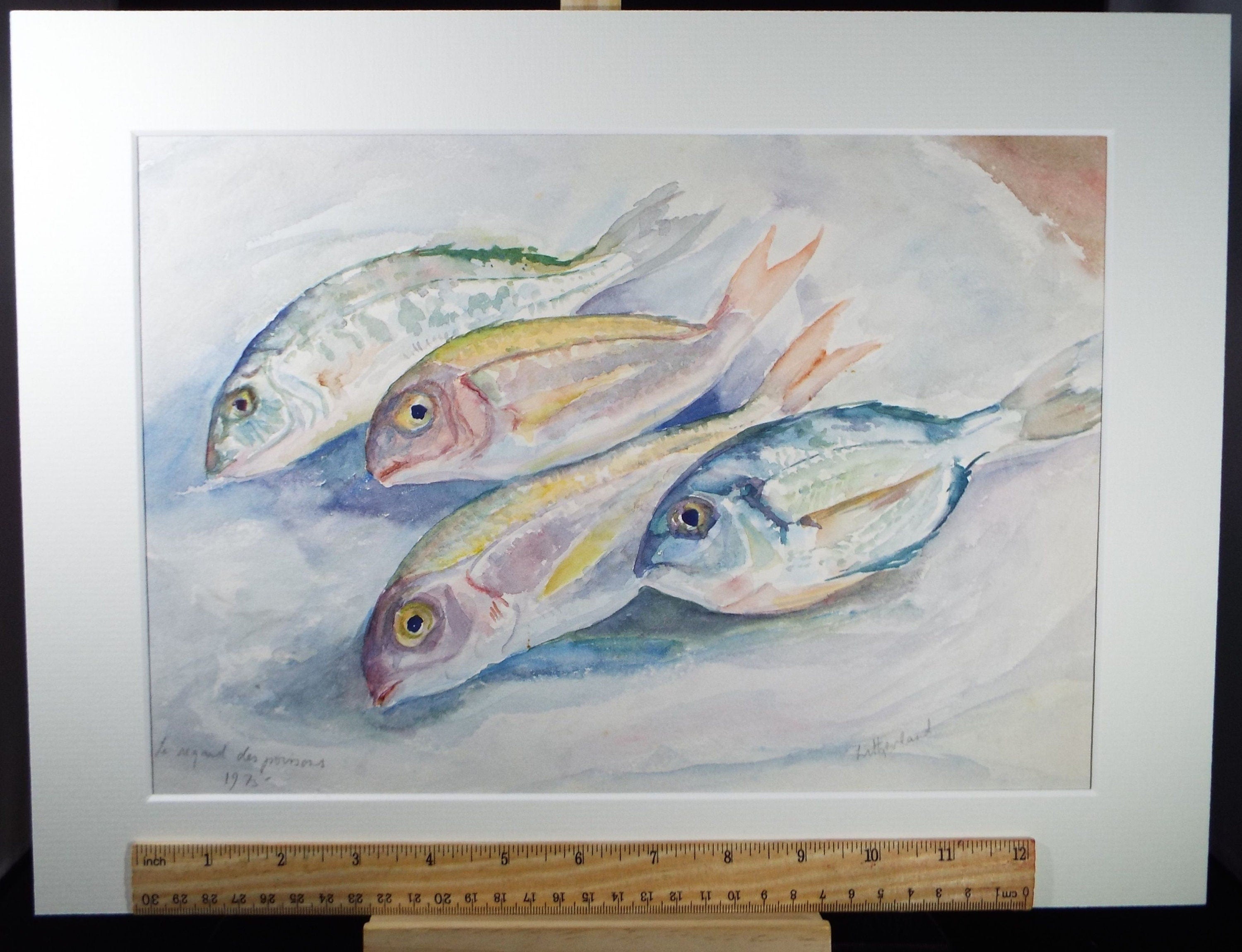 Original Watercolour & Gouache,'Le Regards des Poissons' 1975, Dorothy Litherland, (20th Century British)