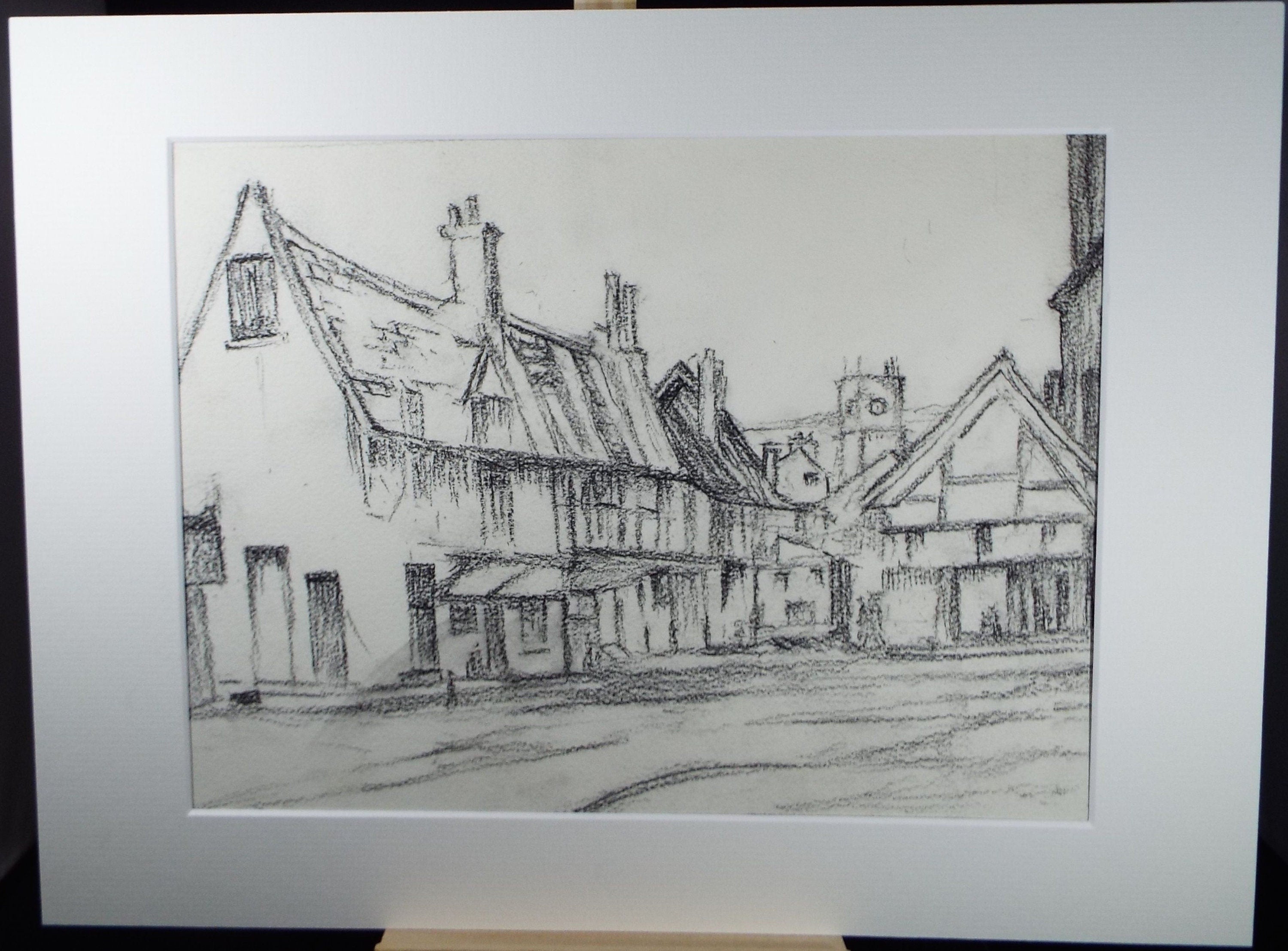 Original Pencil drawing , 'Townscape' circa 1930's, Frank Harold Read (1881-1960)