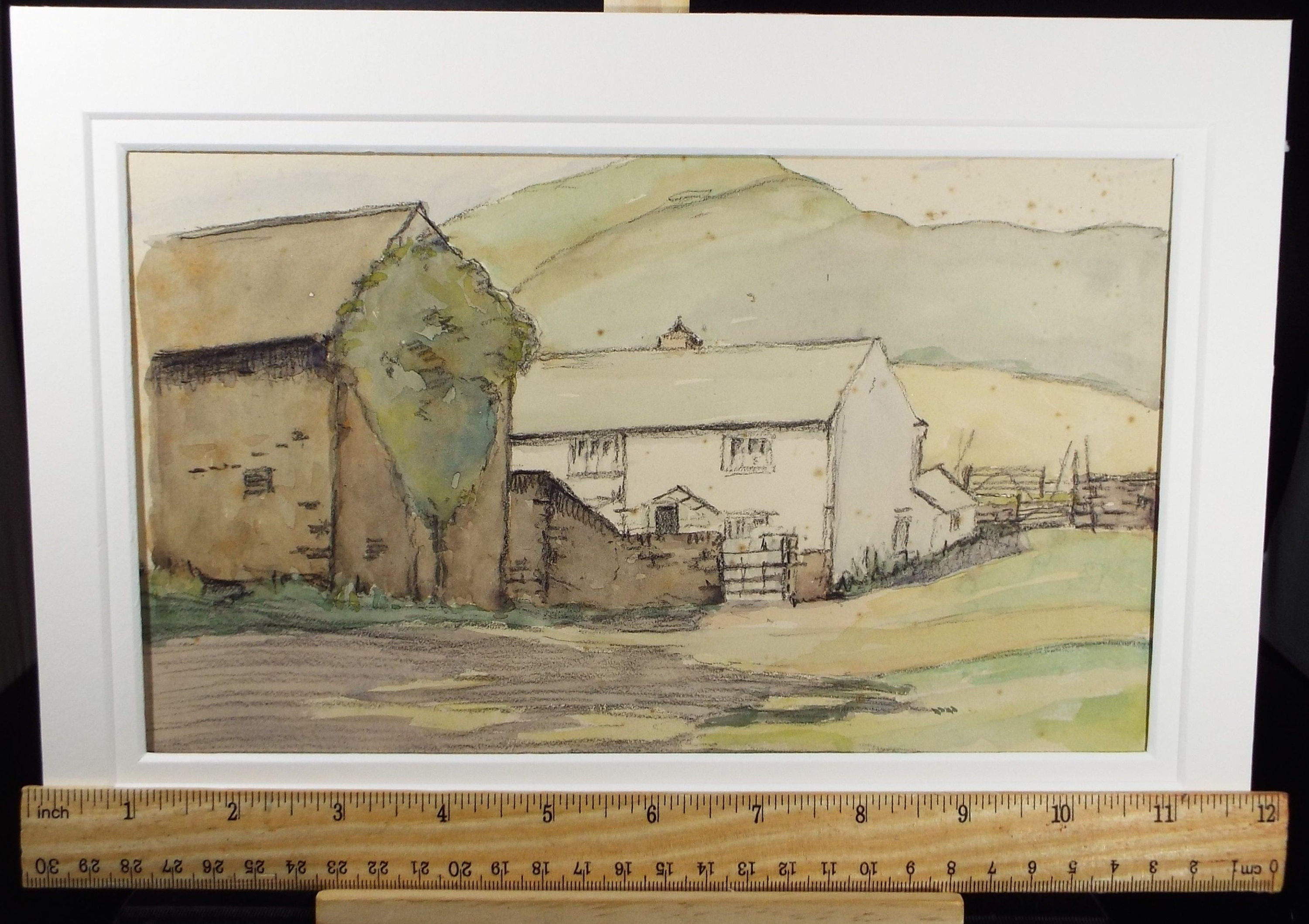 Original Charcoal & Watercolour, 'A Farmhouse', Circa 1930's , Frank Harold Read FRPS (1881-1960)