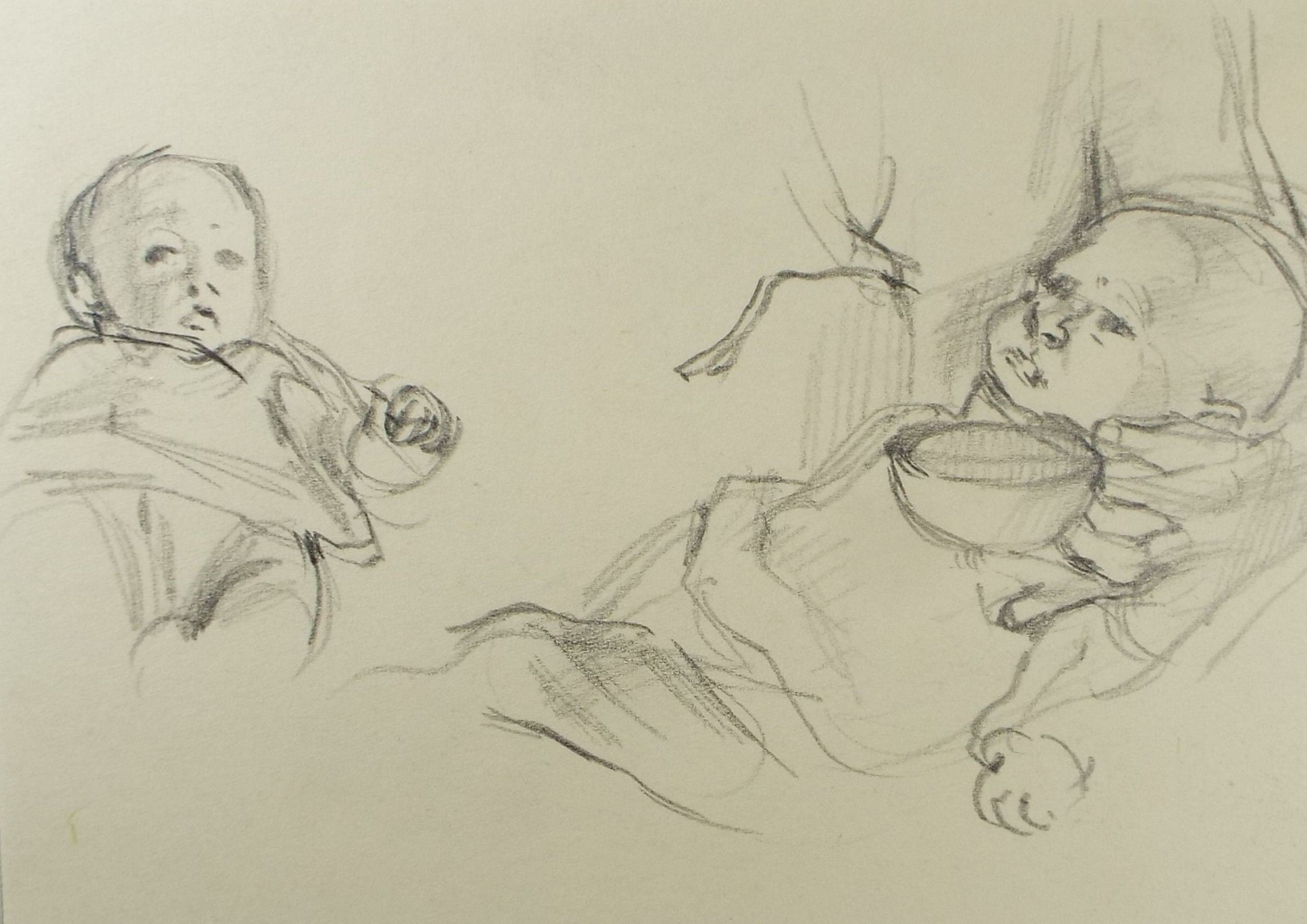 Original Pencil Drawing, 'Study of a Baby', Circa 1960's, Douglas Pittuck (1911-1993)