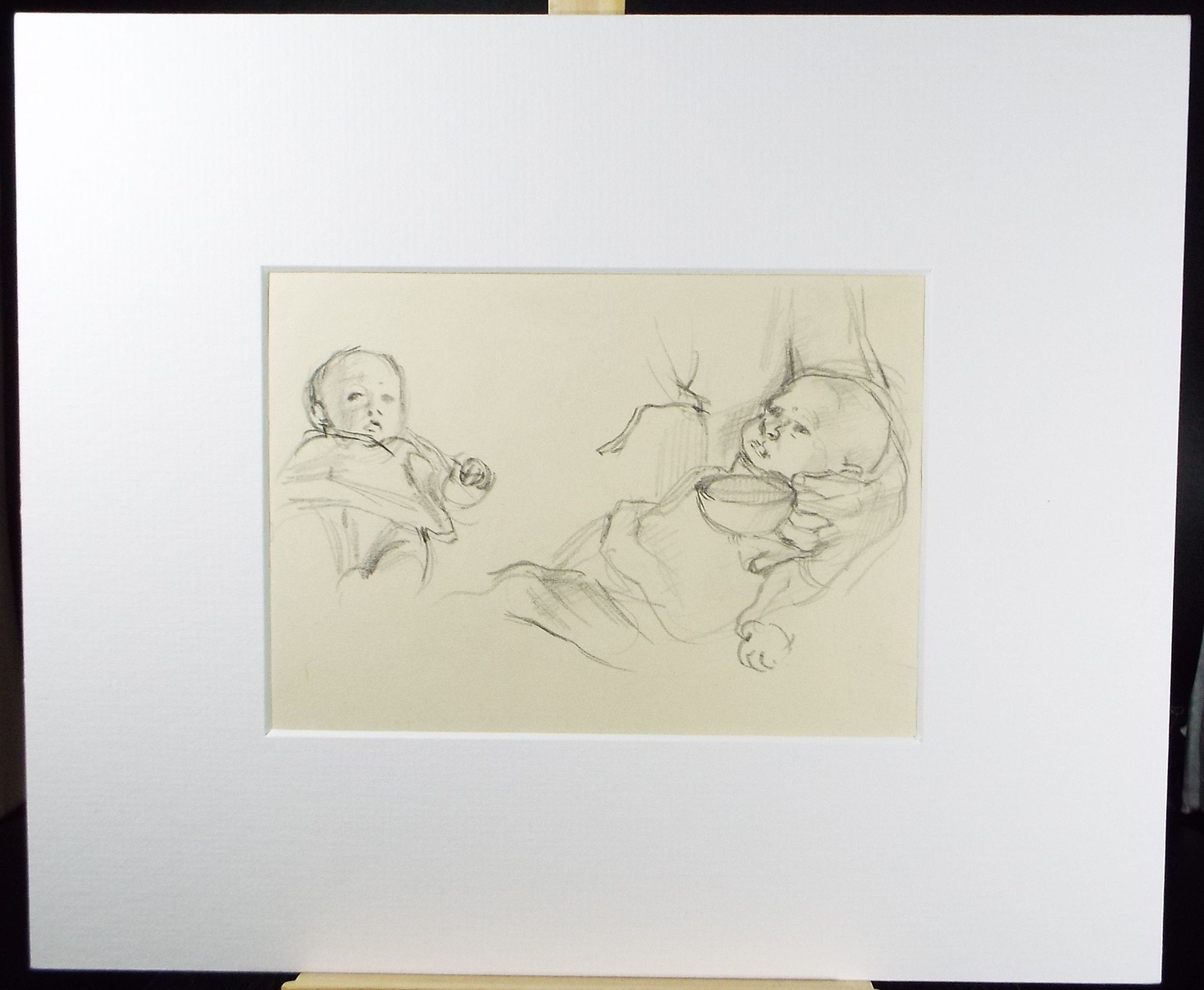 Original Pencil Drawing, 'Study of a Baby', Circa 1960's, Douglas Pittuck (1911-1993)