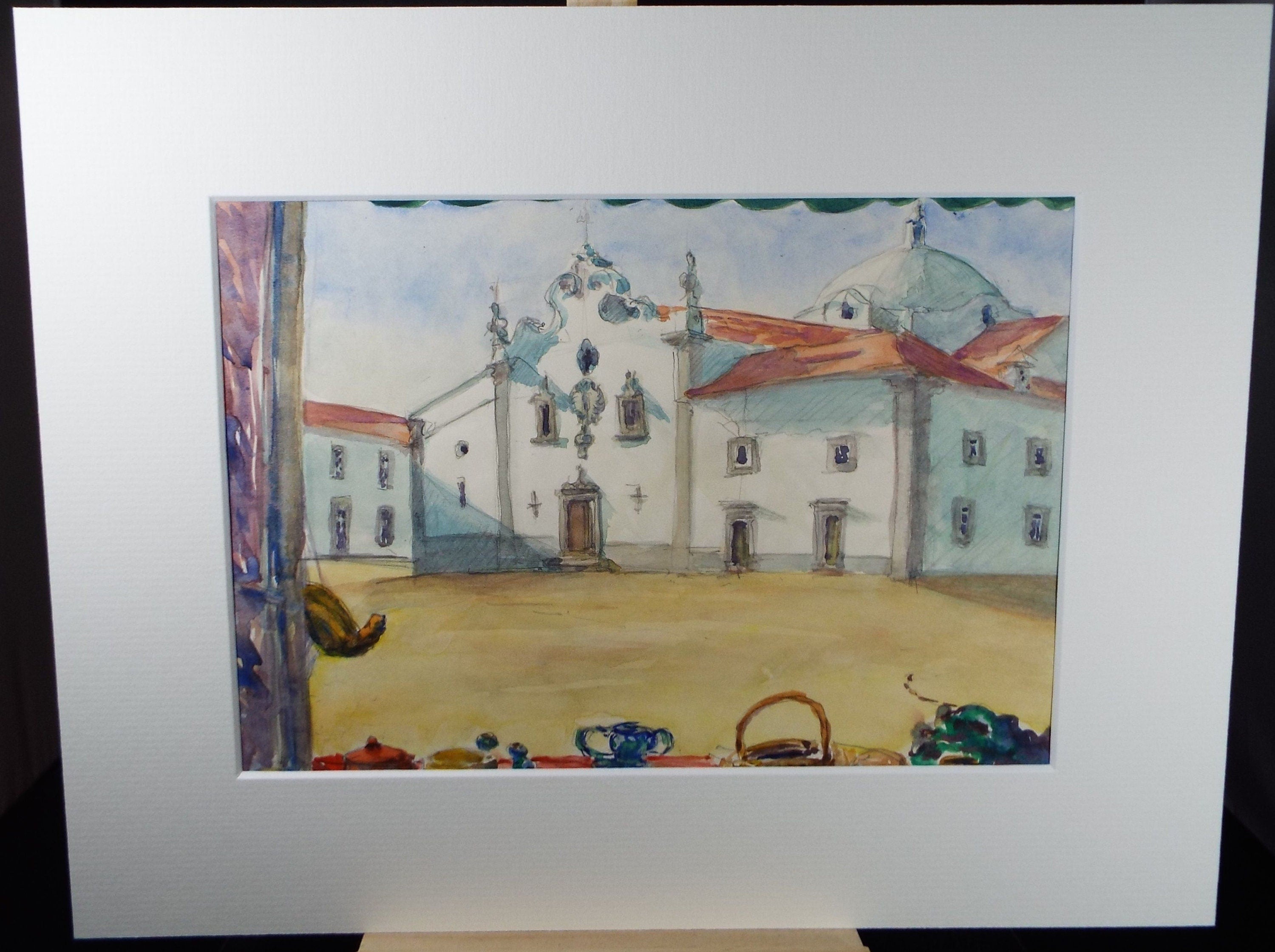 Original Watercolour, 'Spanish Buildings',  Circa 1980's, Dorothy Litherland