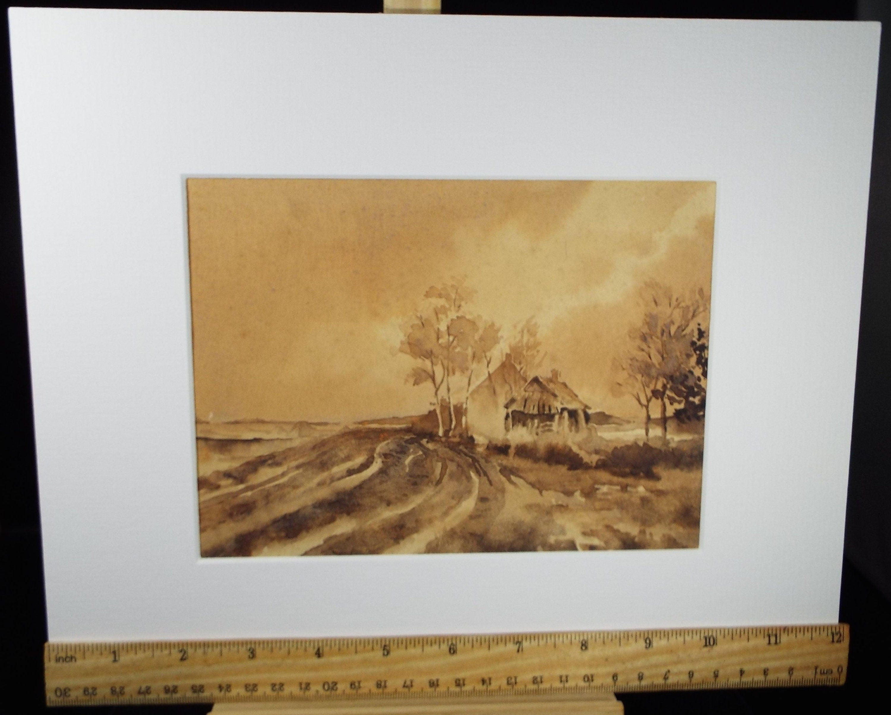 Original Watercolour, 'Homestead', Early 20th Century, Artist Unknown