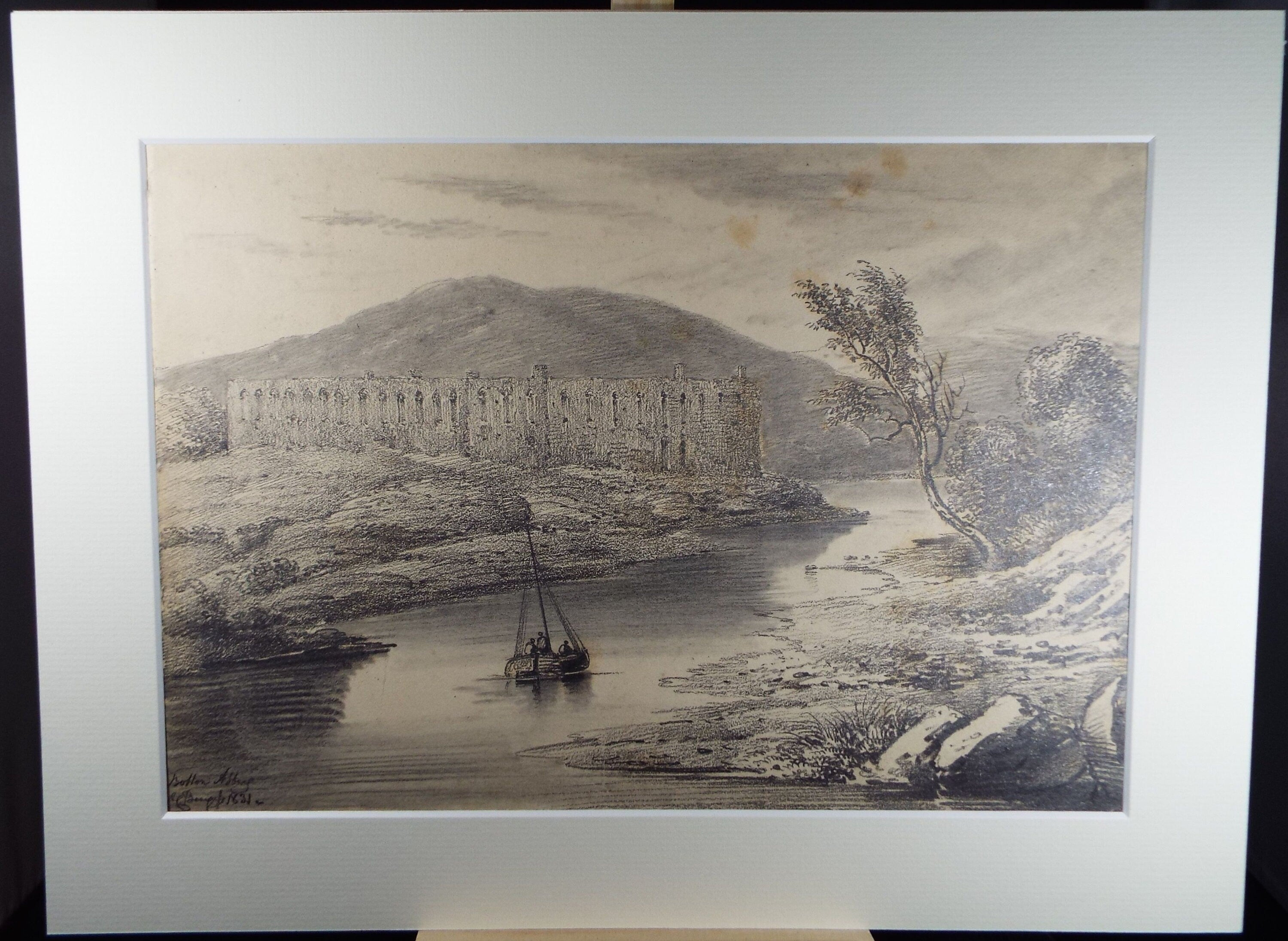 Original Pencil Drawing,'Bolton Abbey', John Cart Burgess (1798-1863), dated 1831